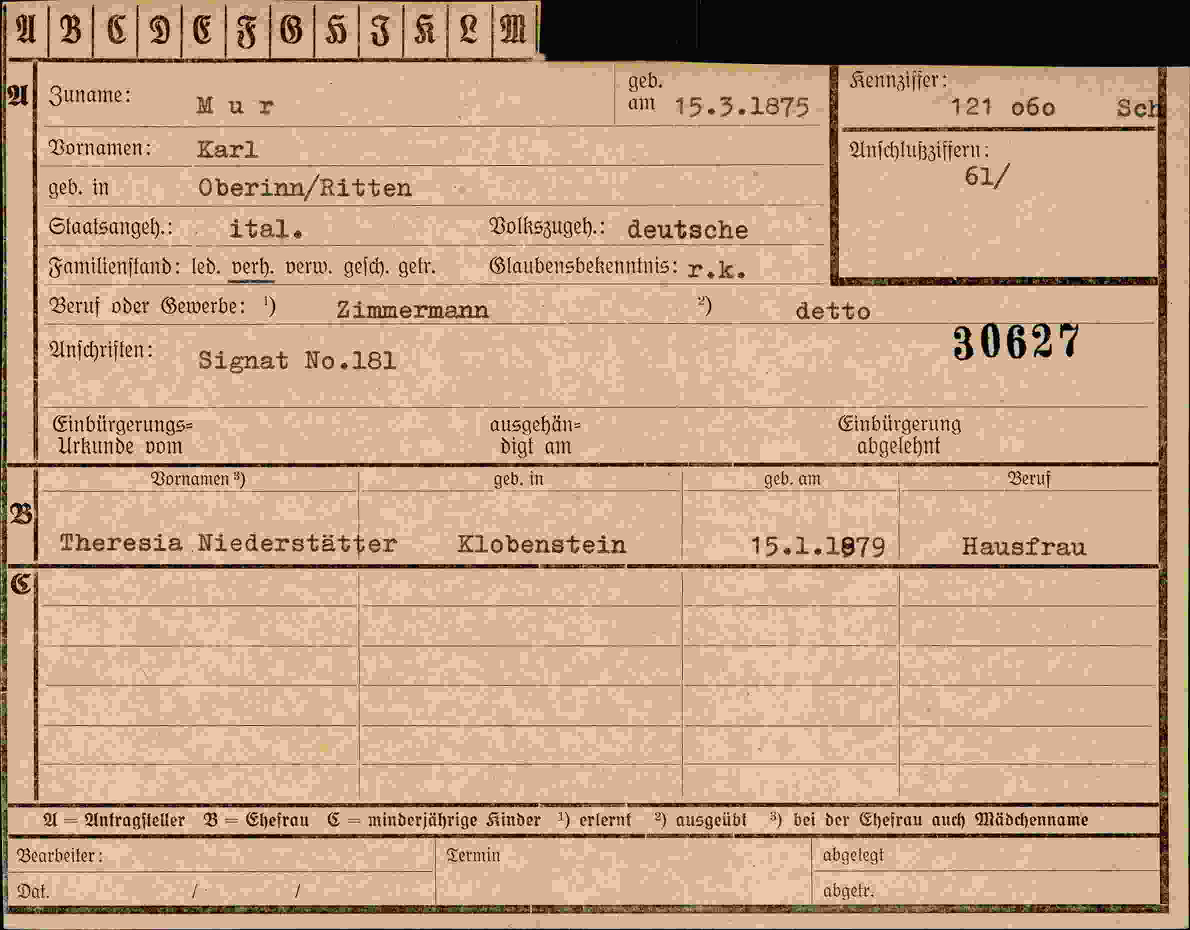 Vorderseite des Dokuments