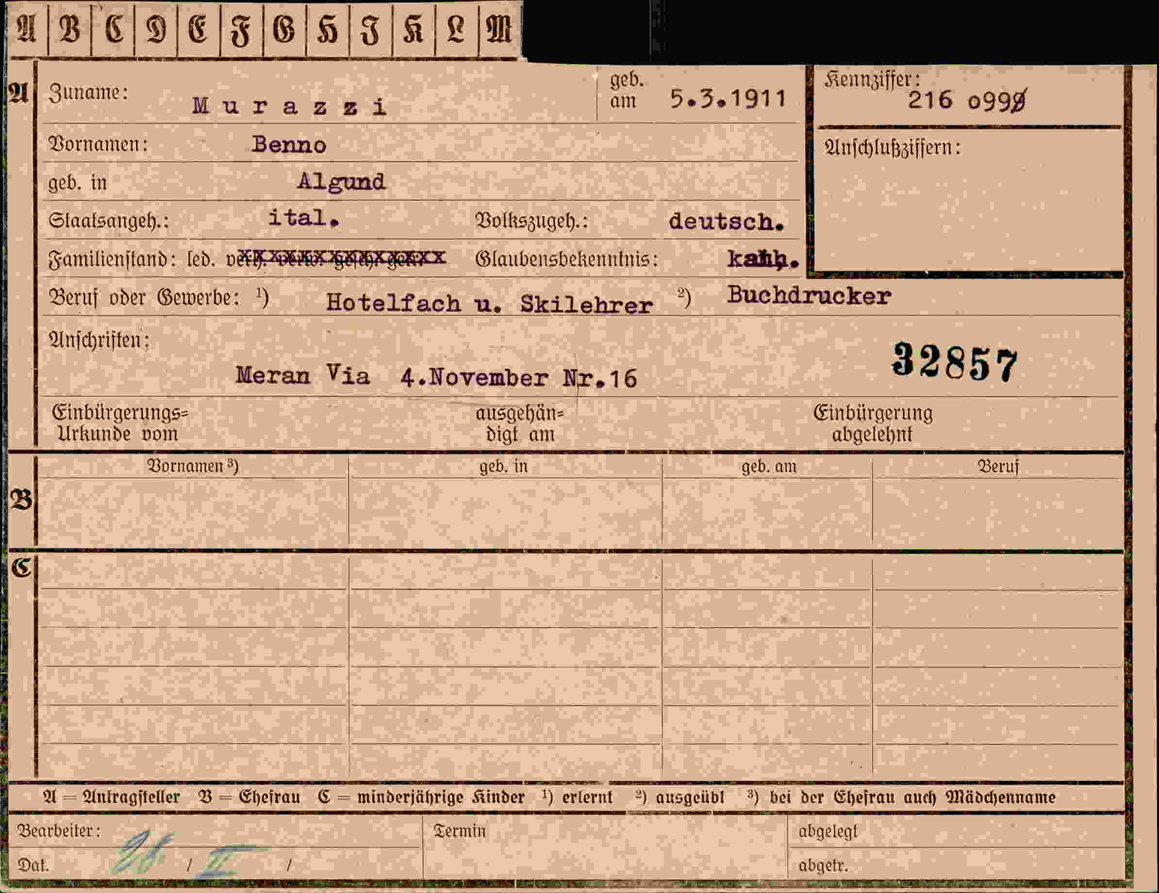 Vorderseite des Dokuments
