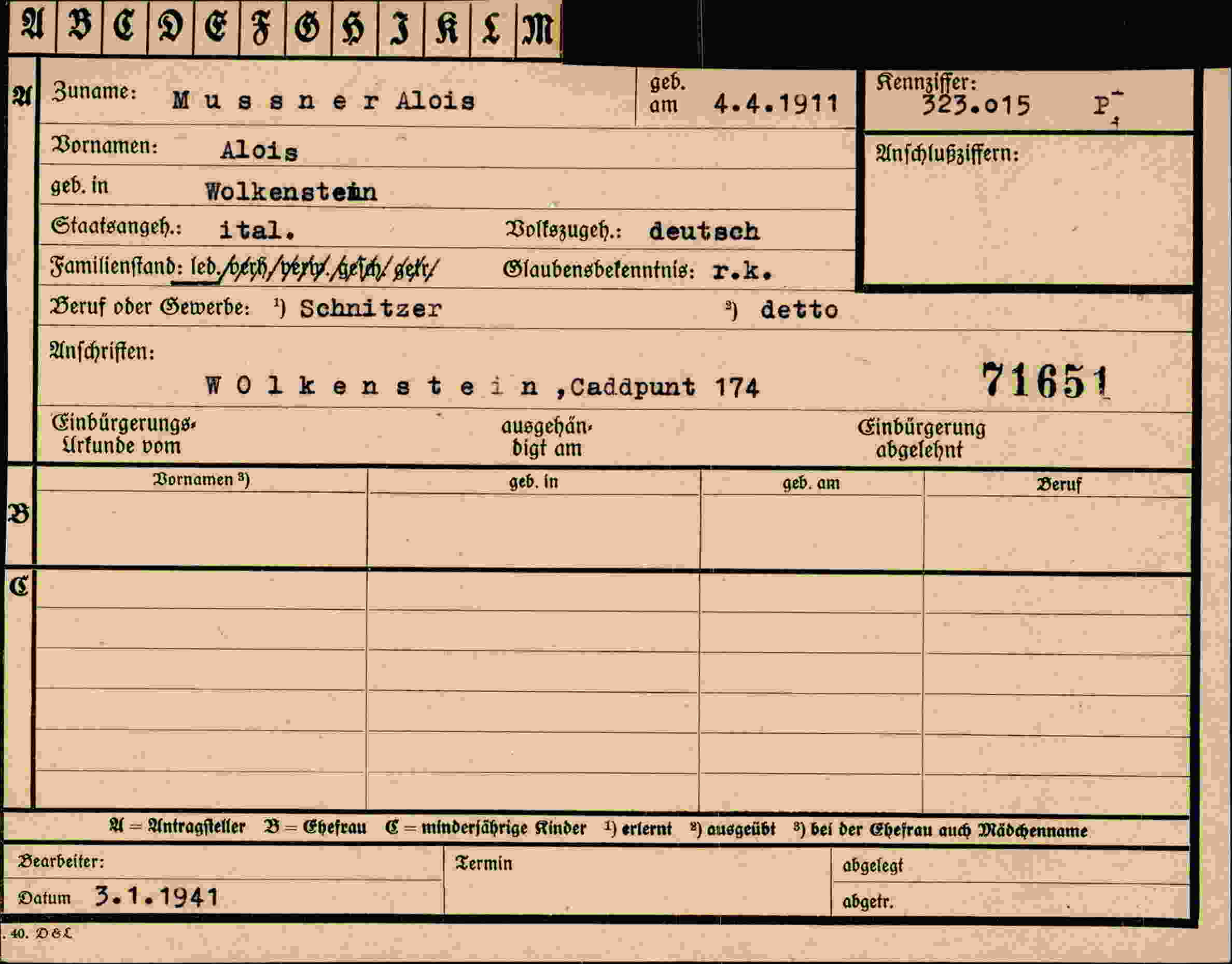 Dokument für Alois Mussner