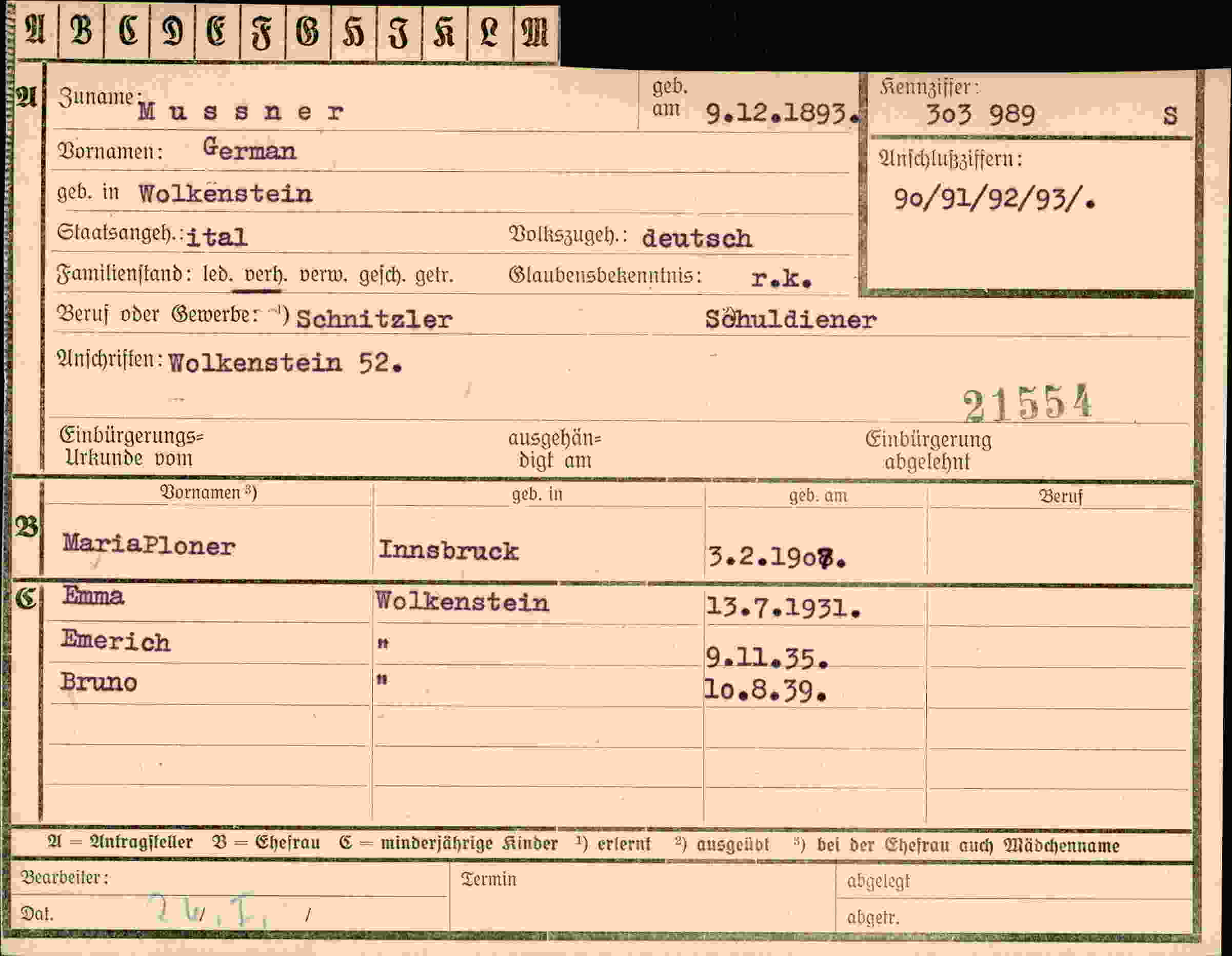 Dokument für German Mussner