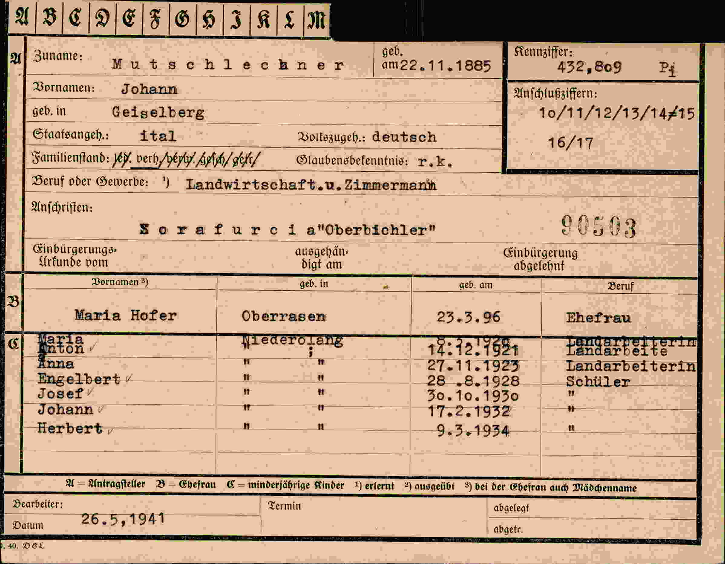 Vorderseite des Dokuments