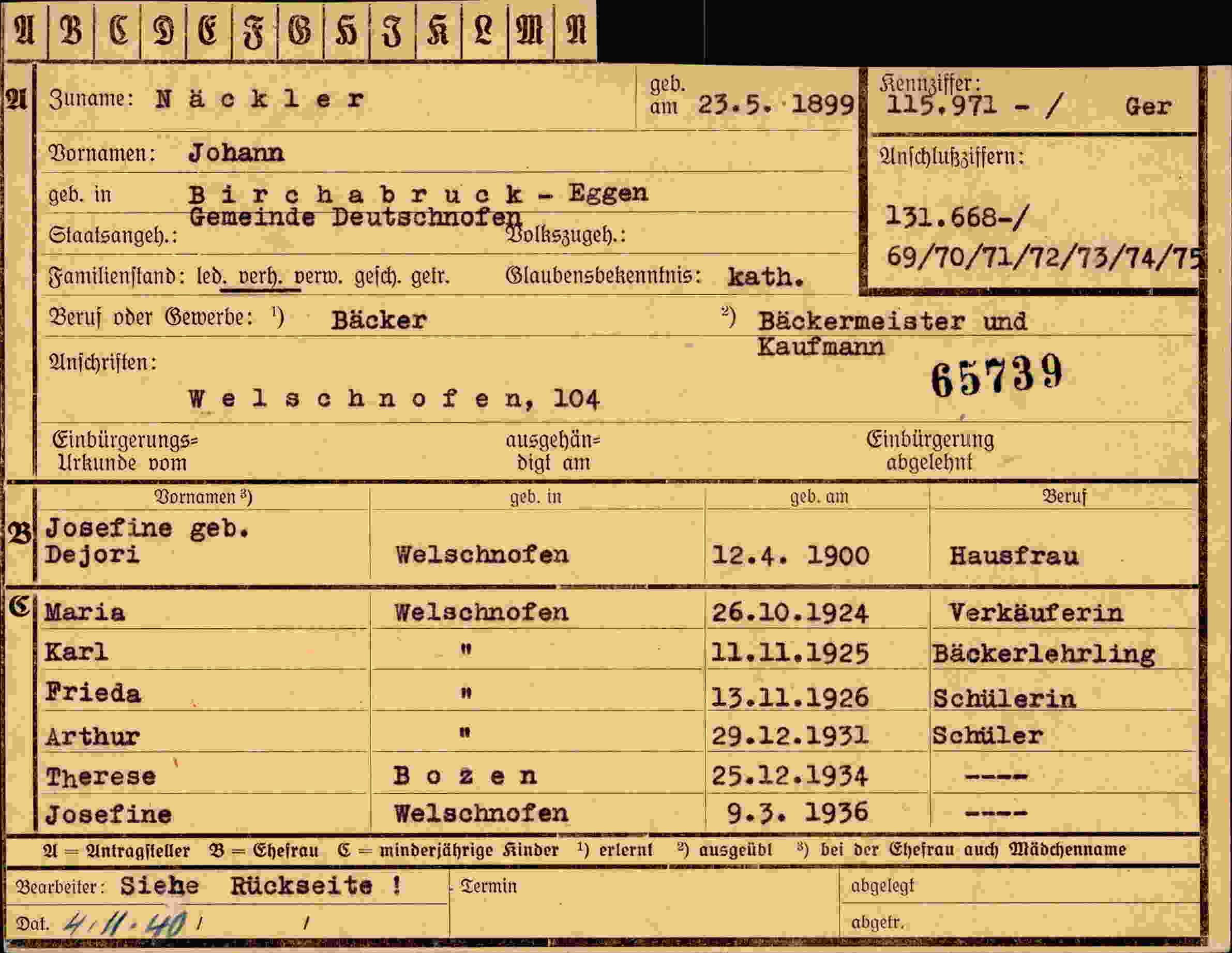 Dokument für Johann Näckler