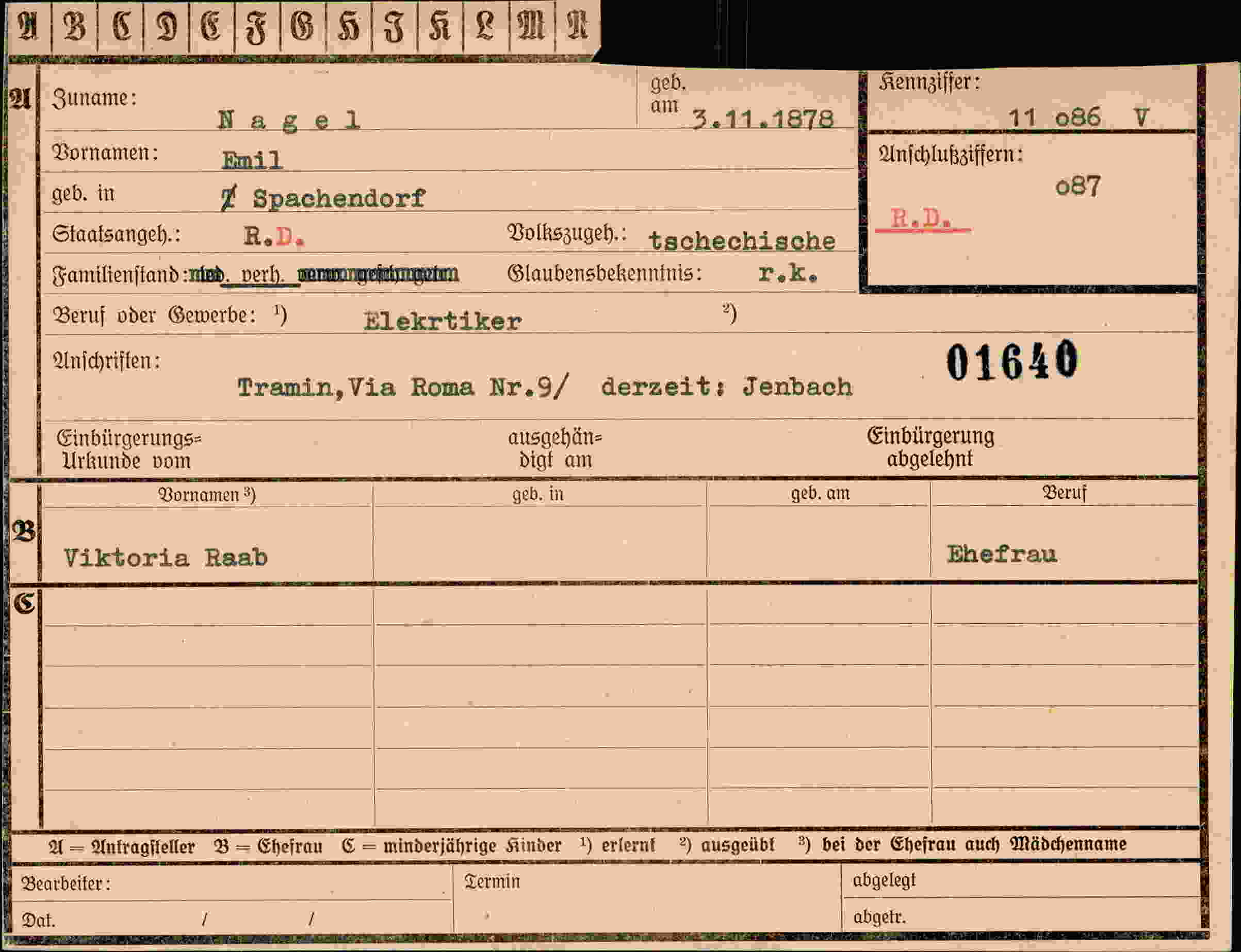 Vorderseite des Dokuments