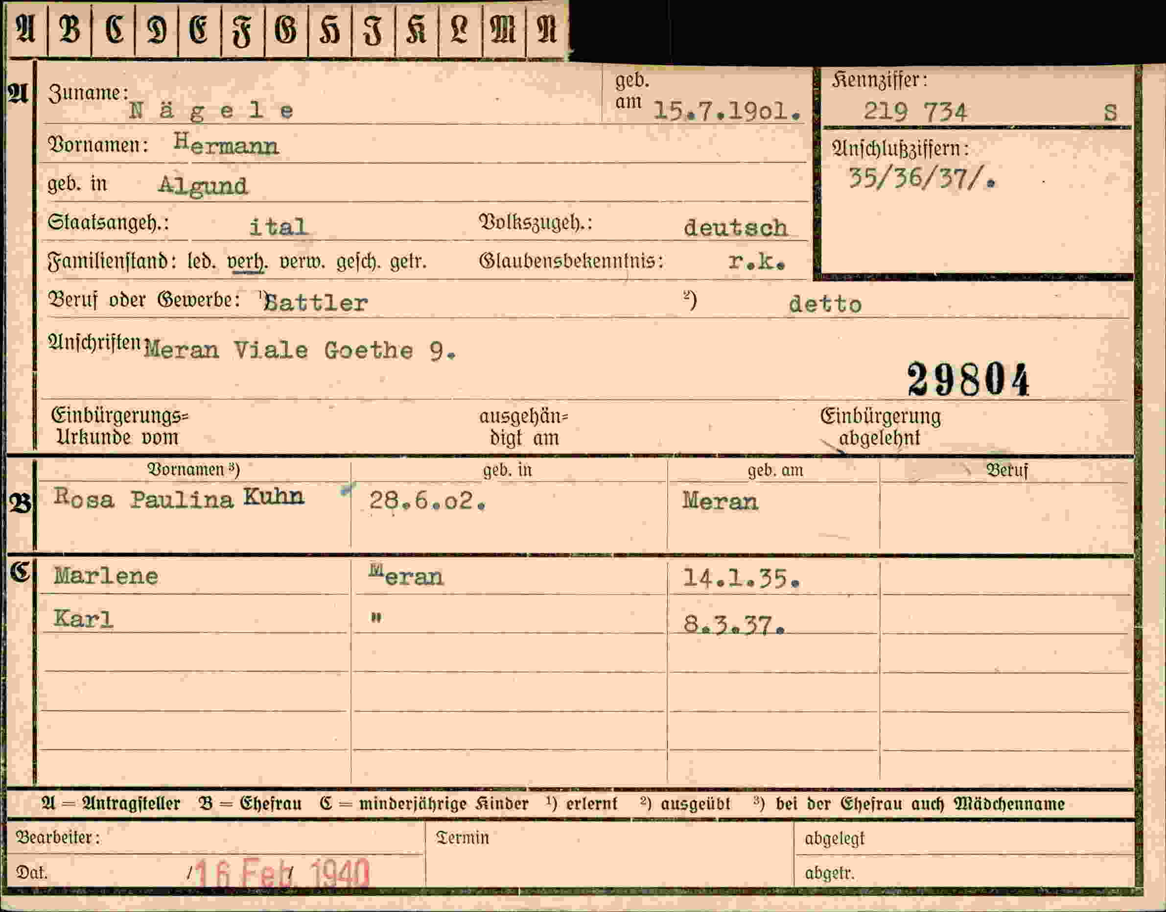 Dokument für Hermann Nägele