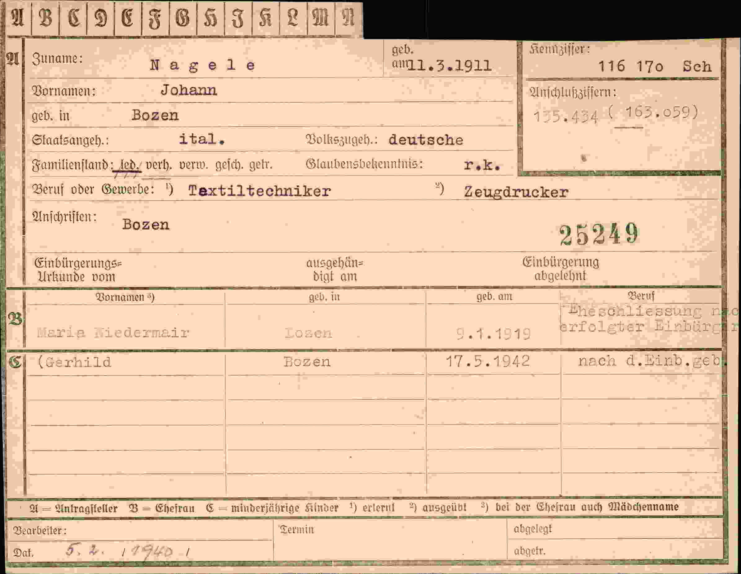 Dokument für Johann Nagele
