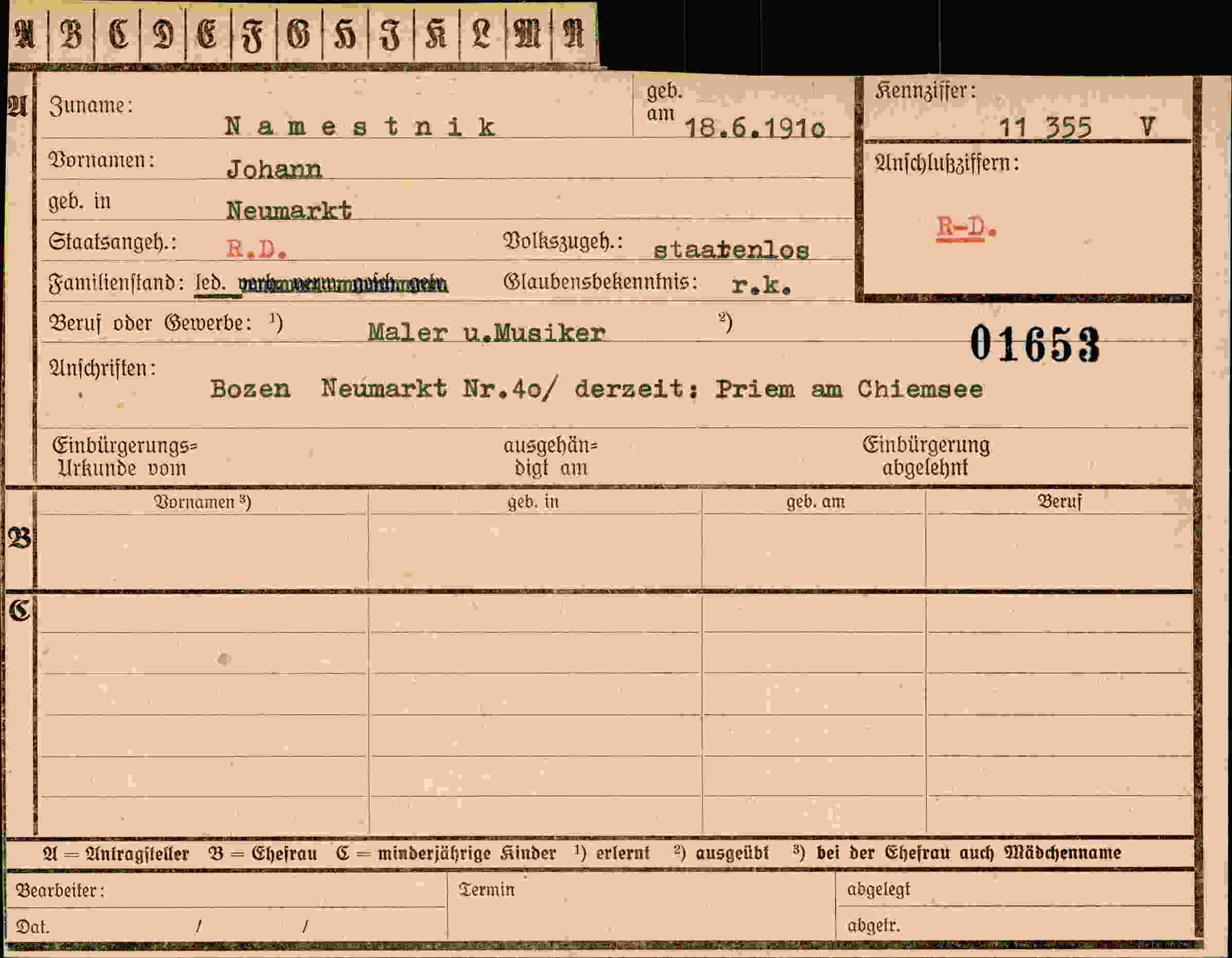 Dokument für Johann Namestnik