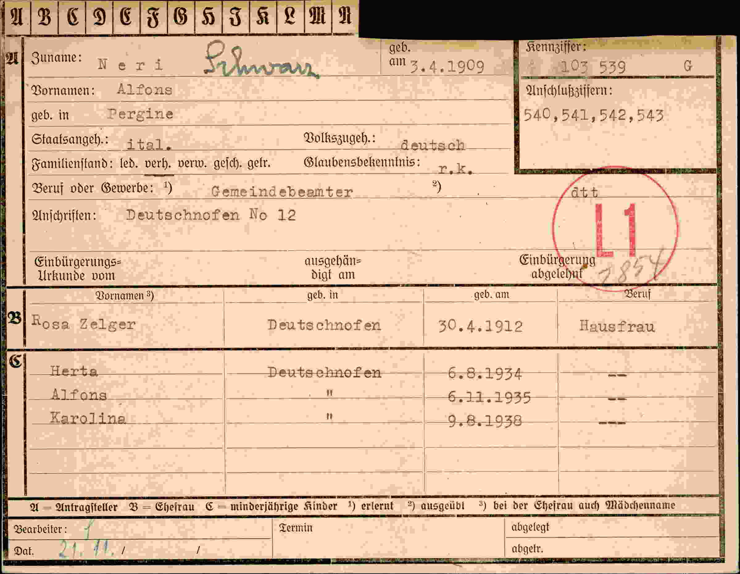 Vorderseite des Dokuments