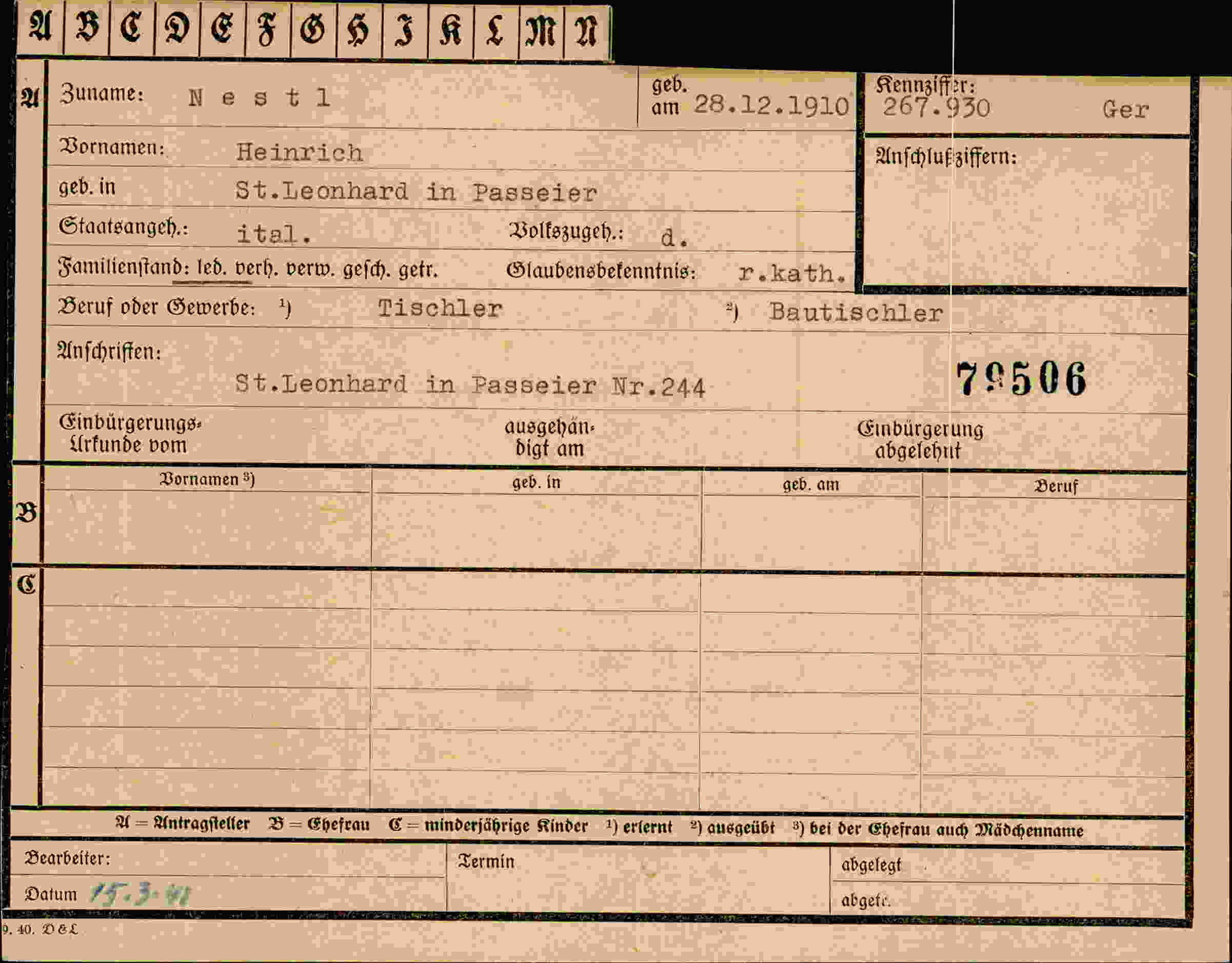 Dokument für Heinrich Nestl