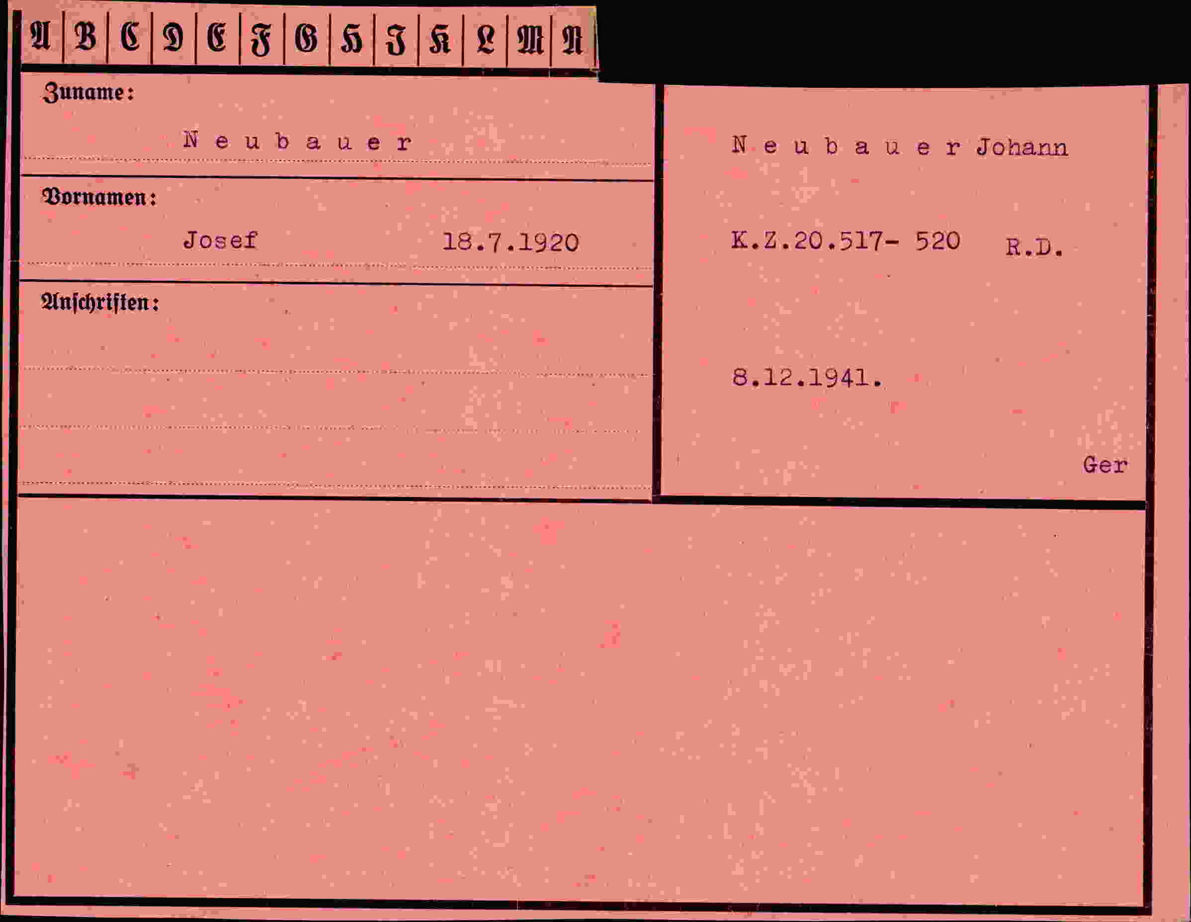 Dokument für Josef Neubauer