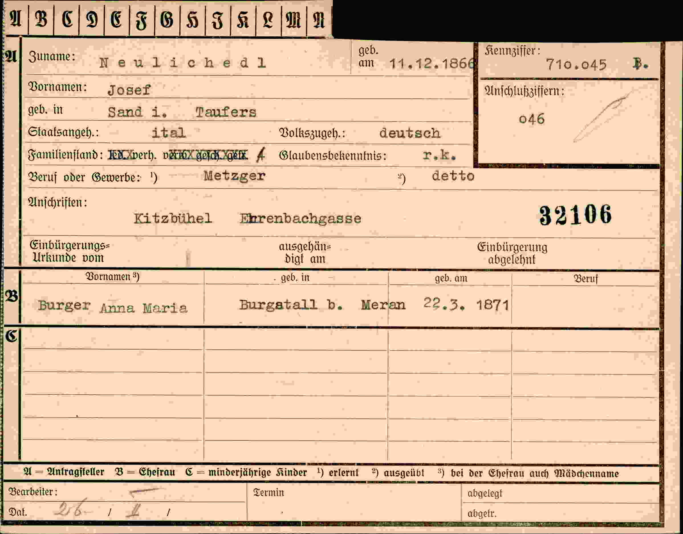 Dokument für Josef Neulichedl