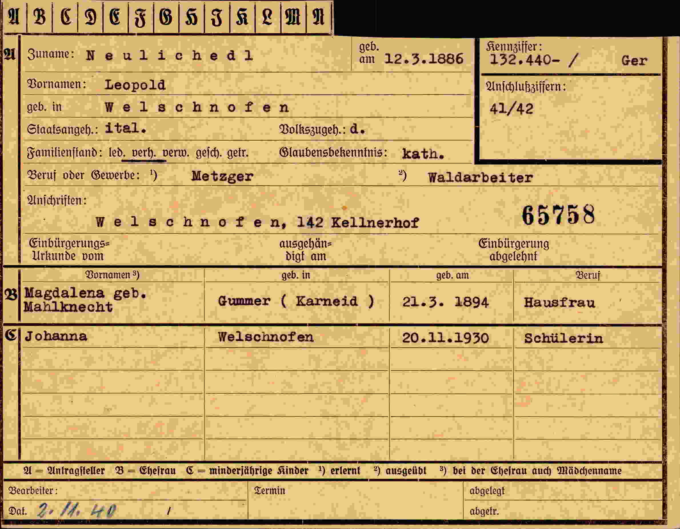 Dokument für Leopold Neulichedl