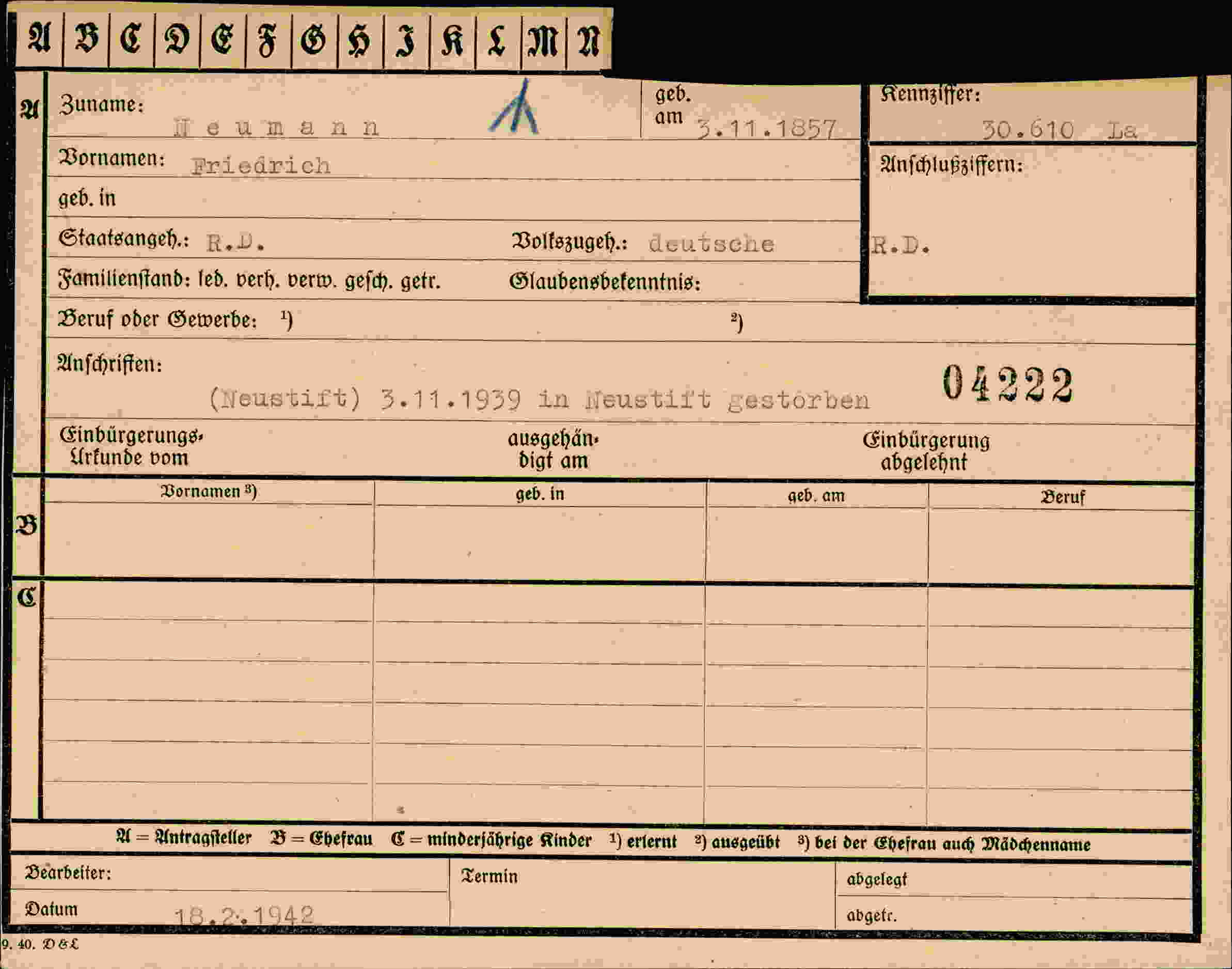 Dokument für Friedrich Neumann