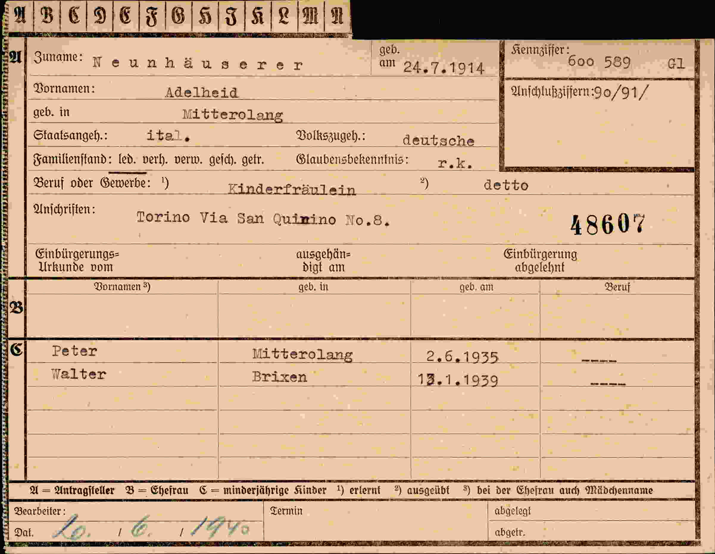 Dokument für Adelheid Neunhäuserer