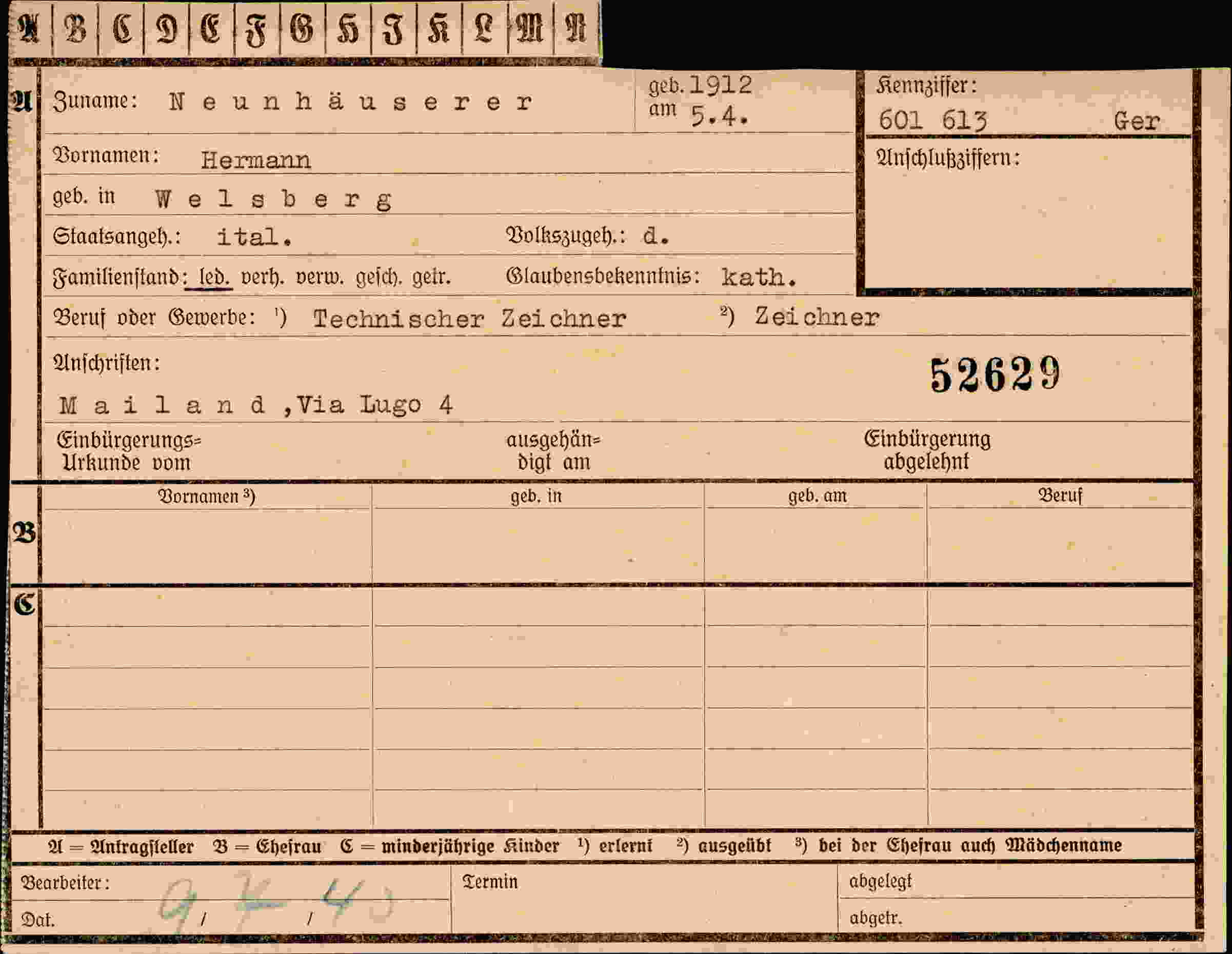 Dokument für Hermann Neunhäuserer