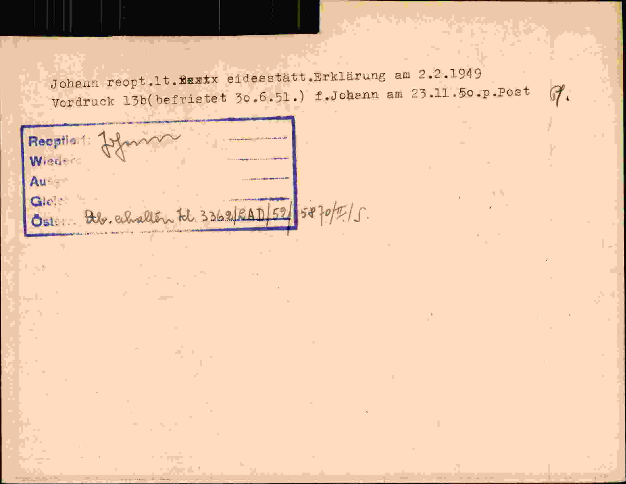 Rückseite des Dokuments