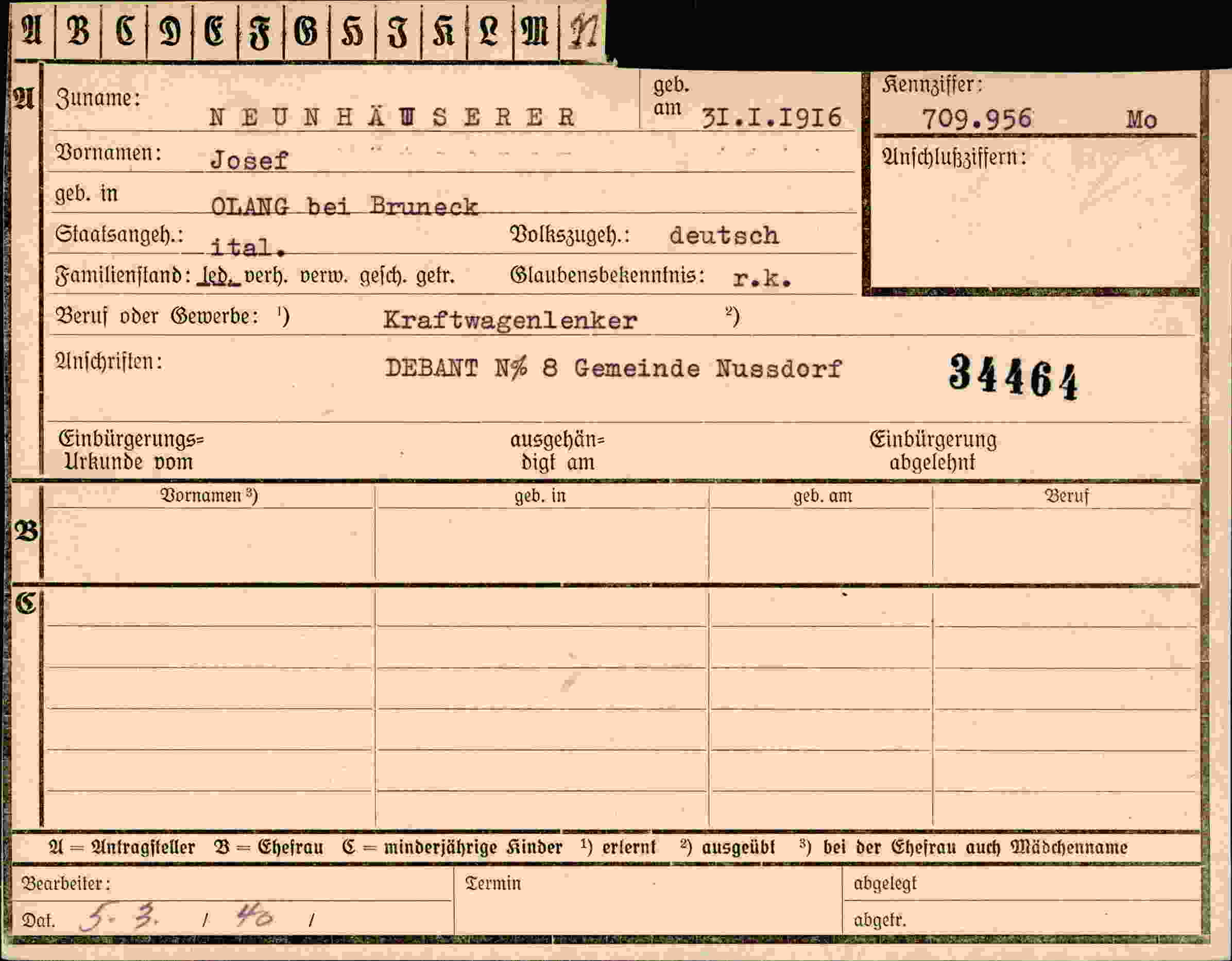 Dokument für Josef Neunhäuserer