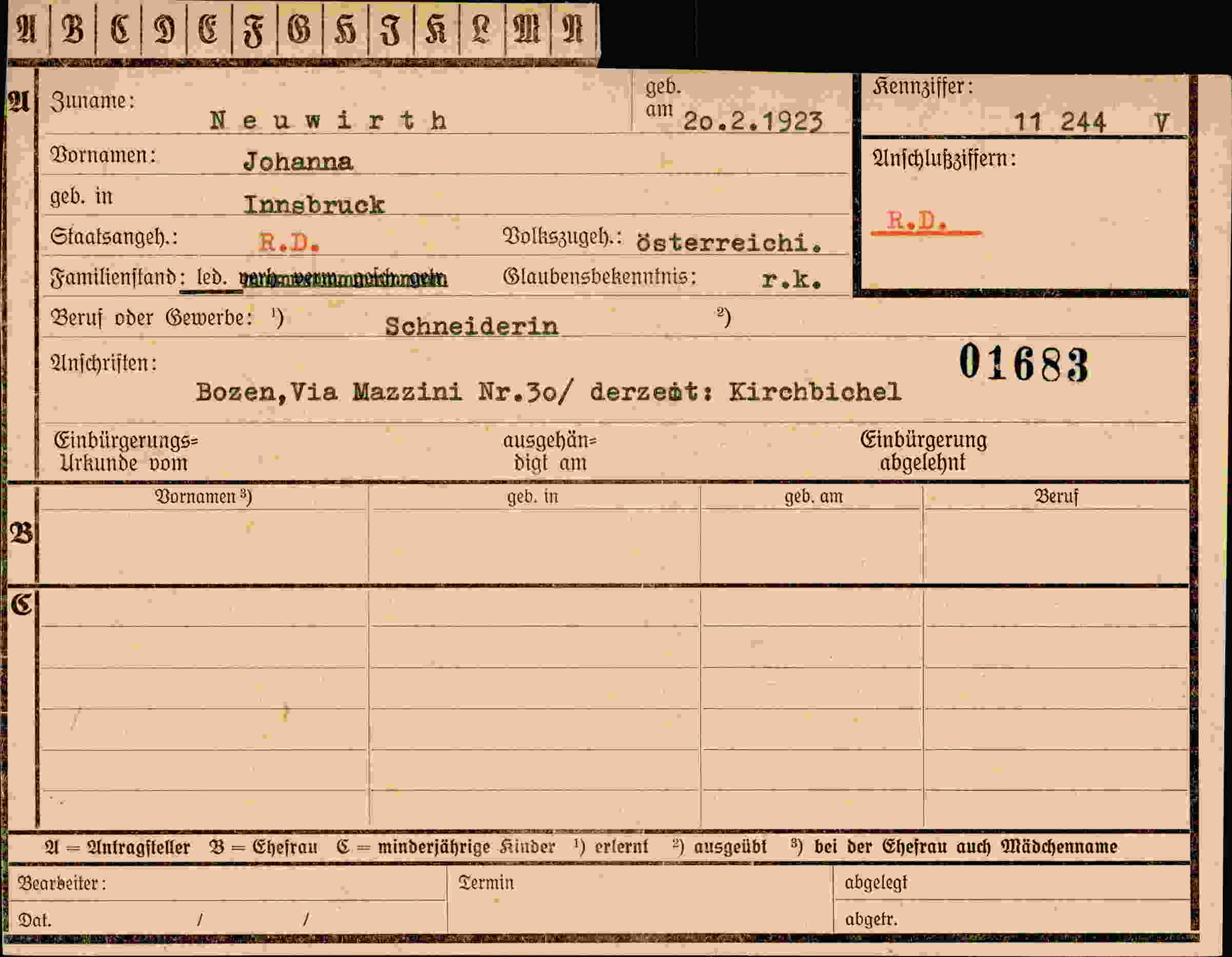 Vorderseite des Dokuments