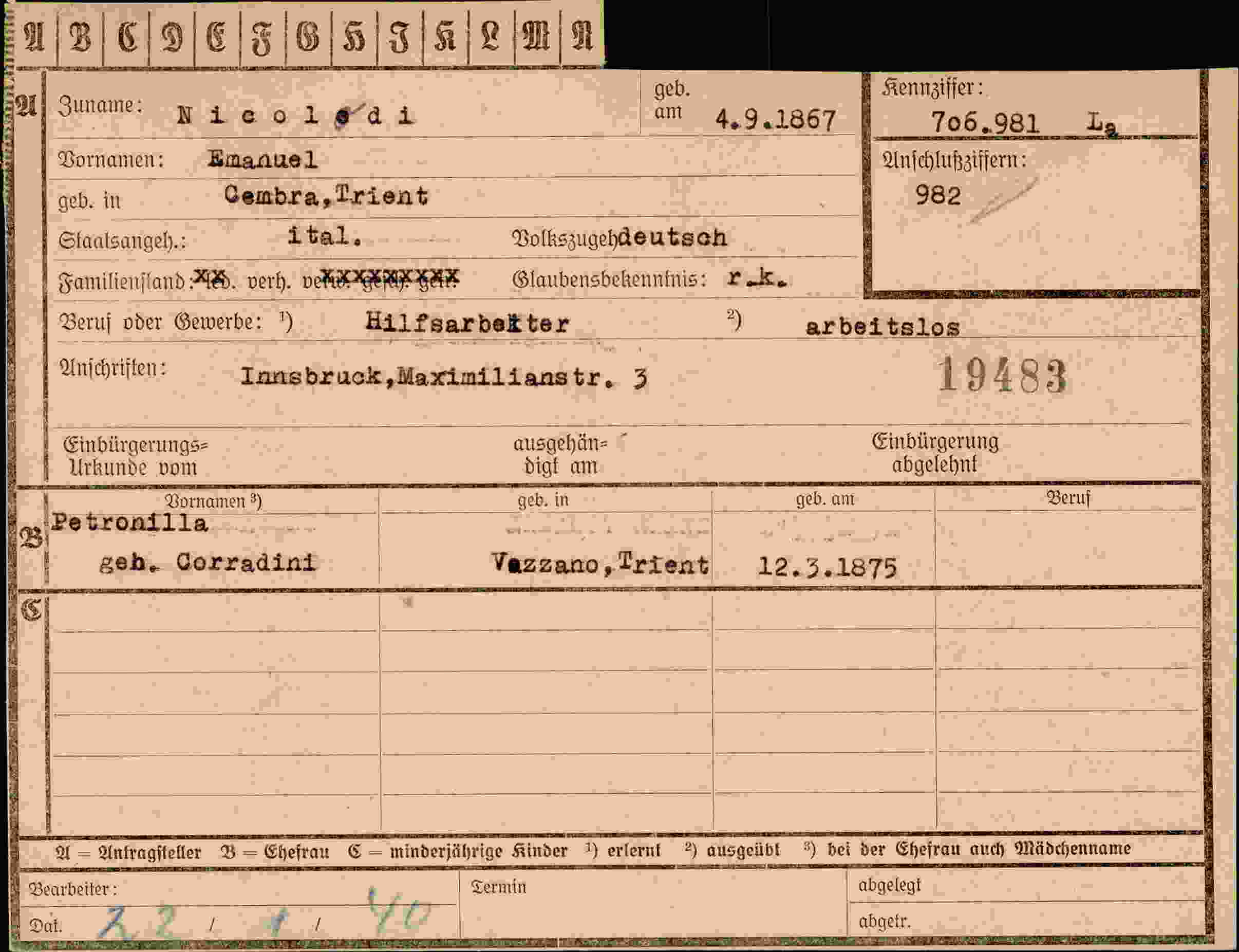 Dokument für Emanuel Nicoledi