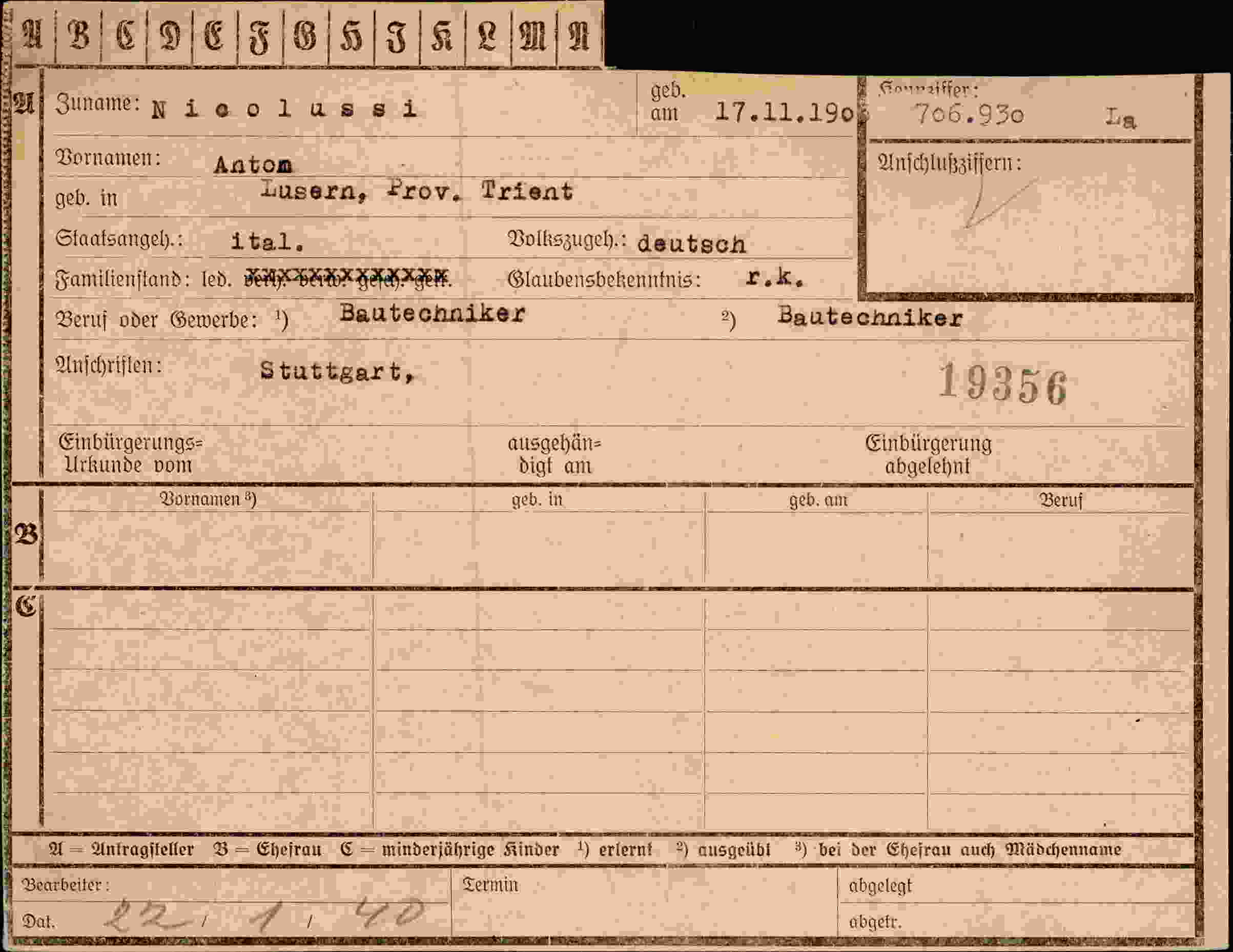 Dokument für Antom Nicolussi