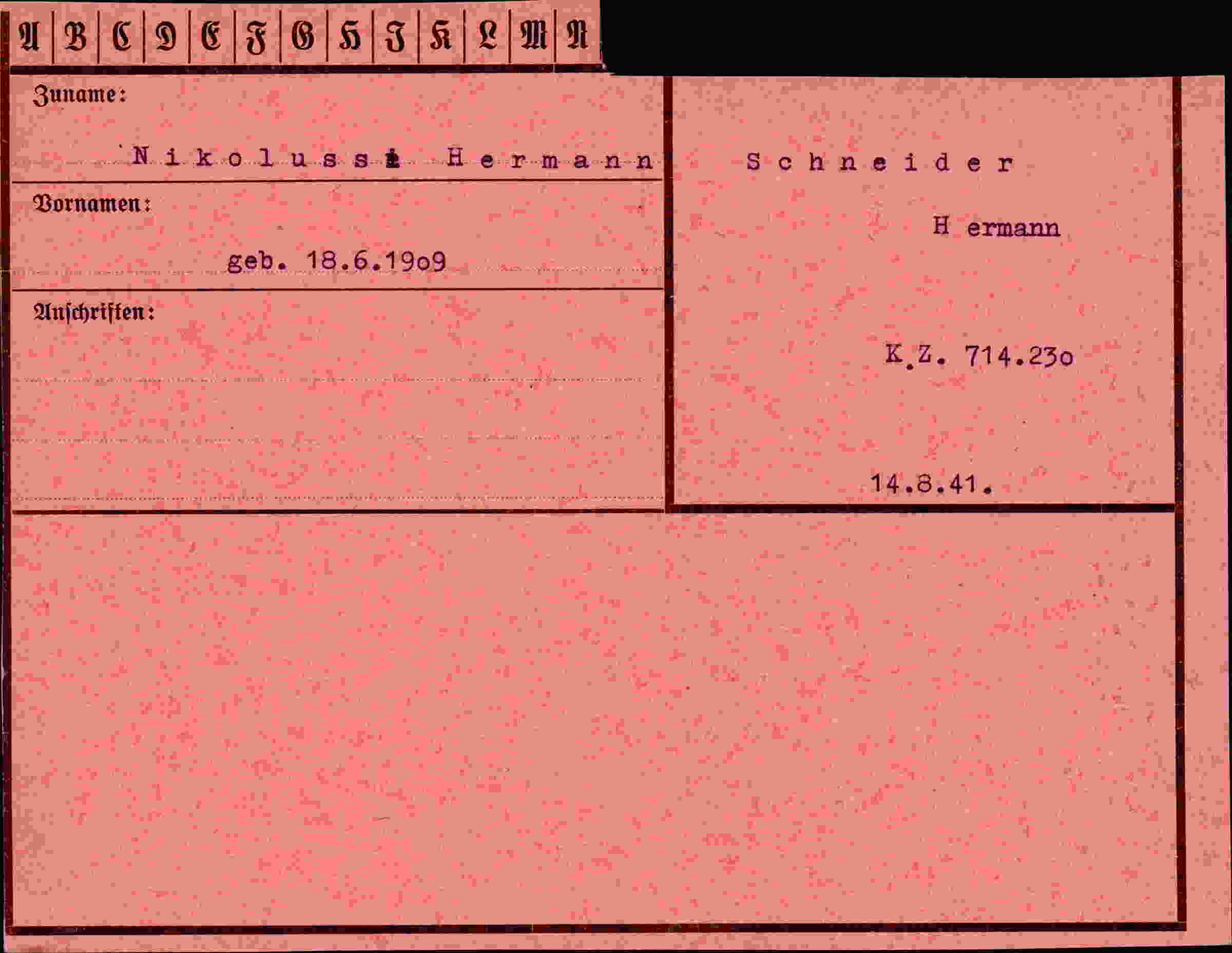 Vorderseite des Dokuments