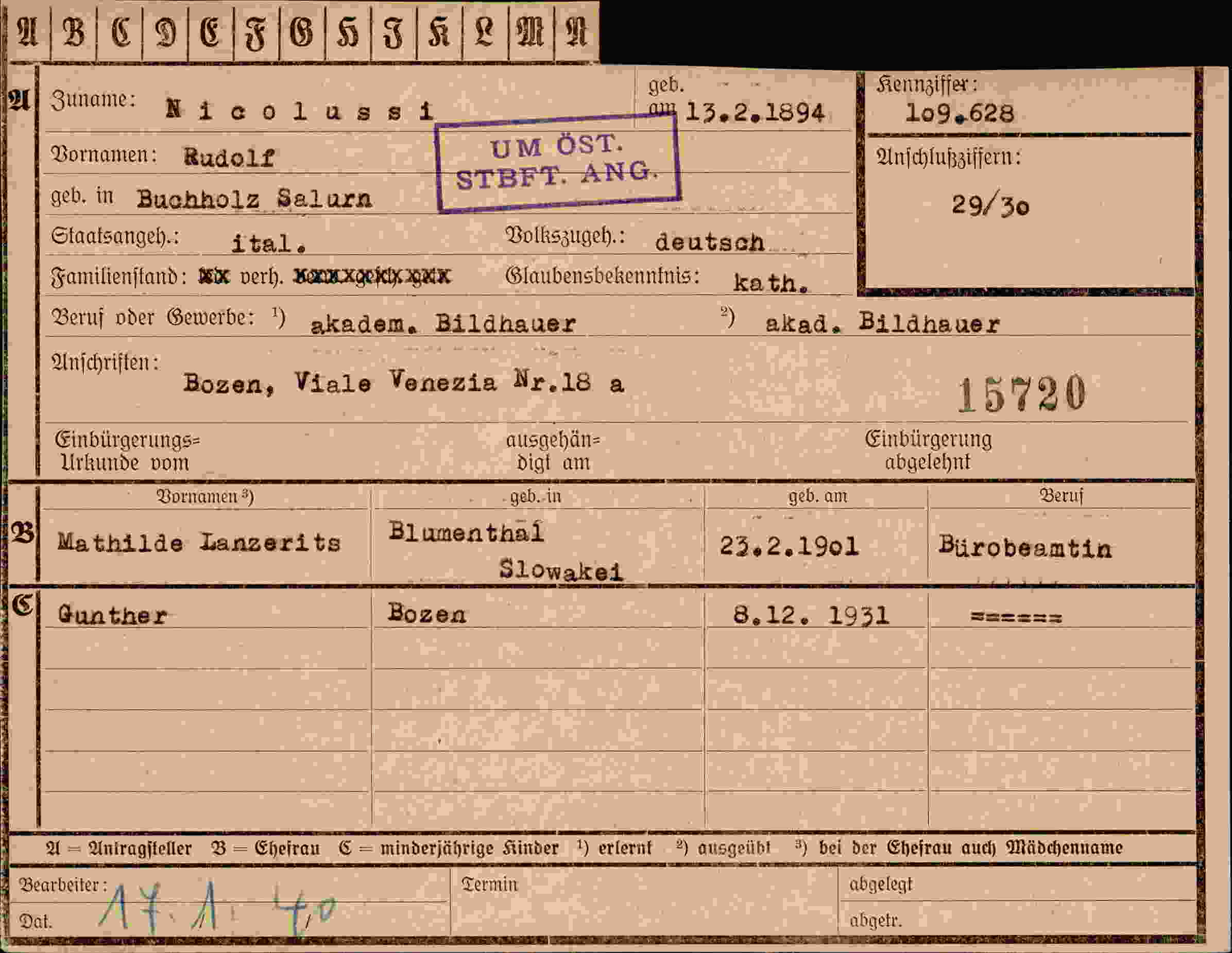 Dokument für Rudolf Nicolussi