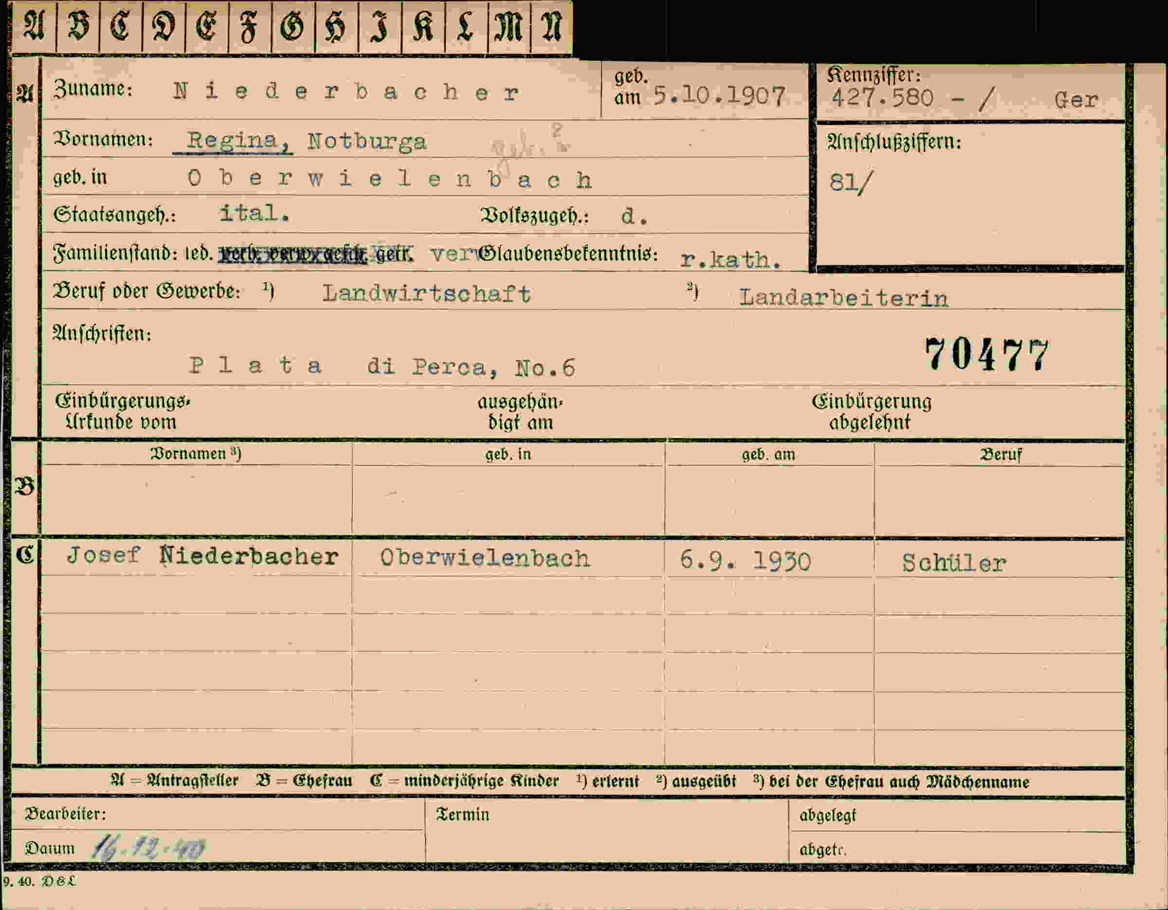 Vorderseite des Dokuments