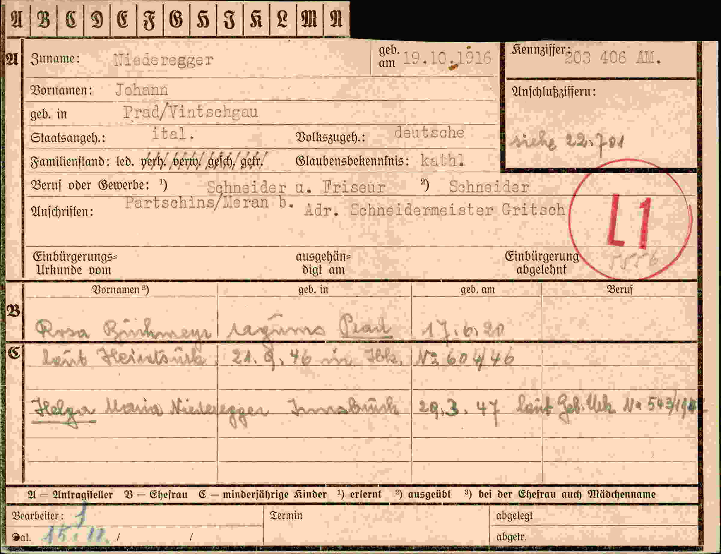 Vorderseite des Dokuments