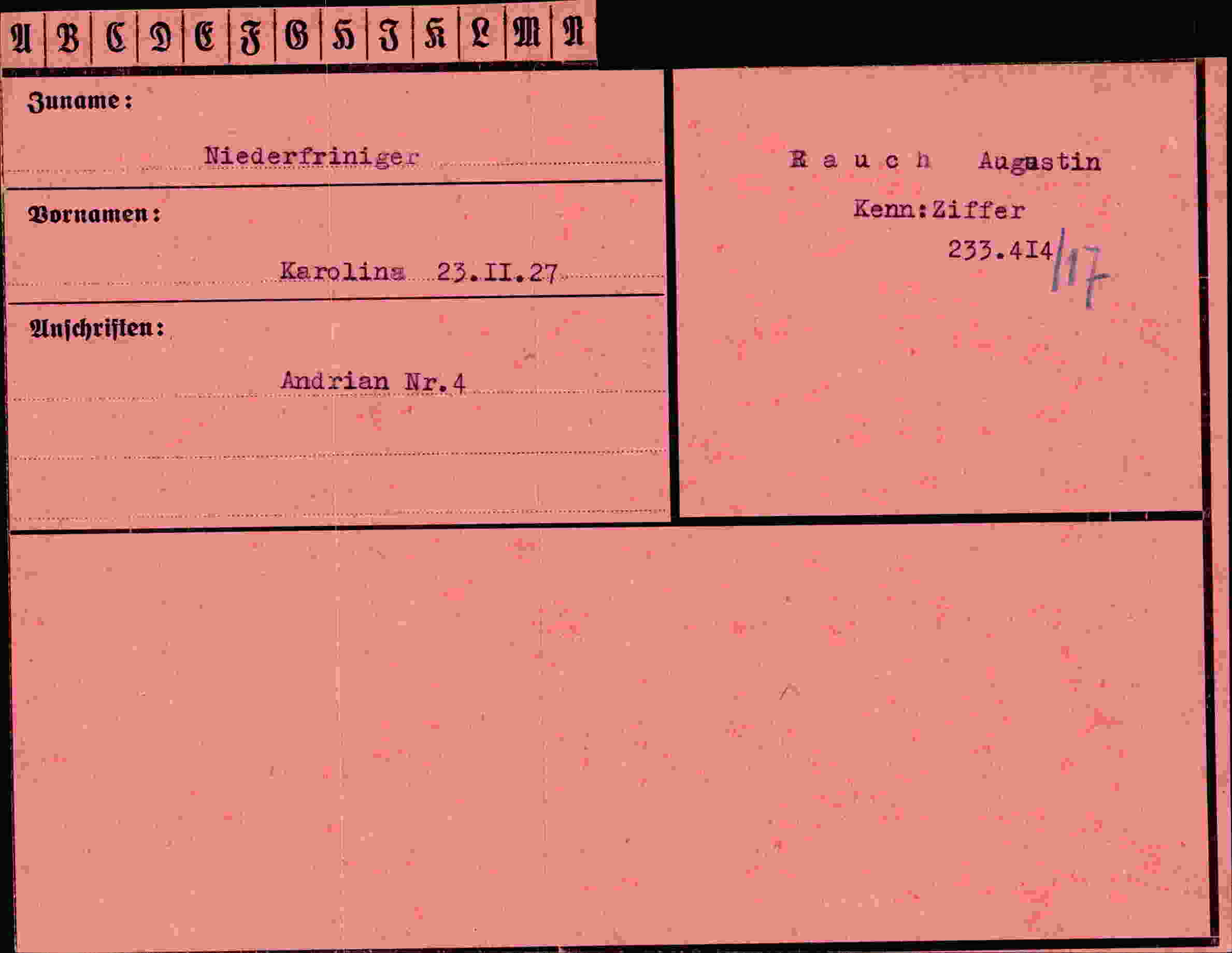 Dokument für Karolina Niederfriniger