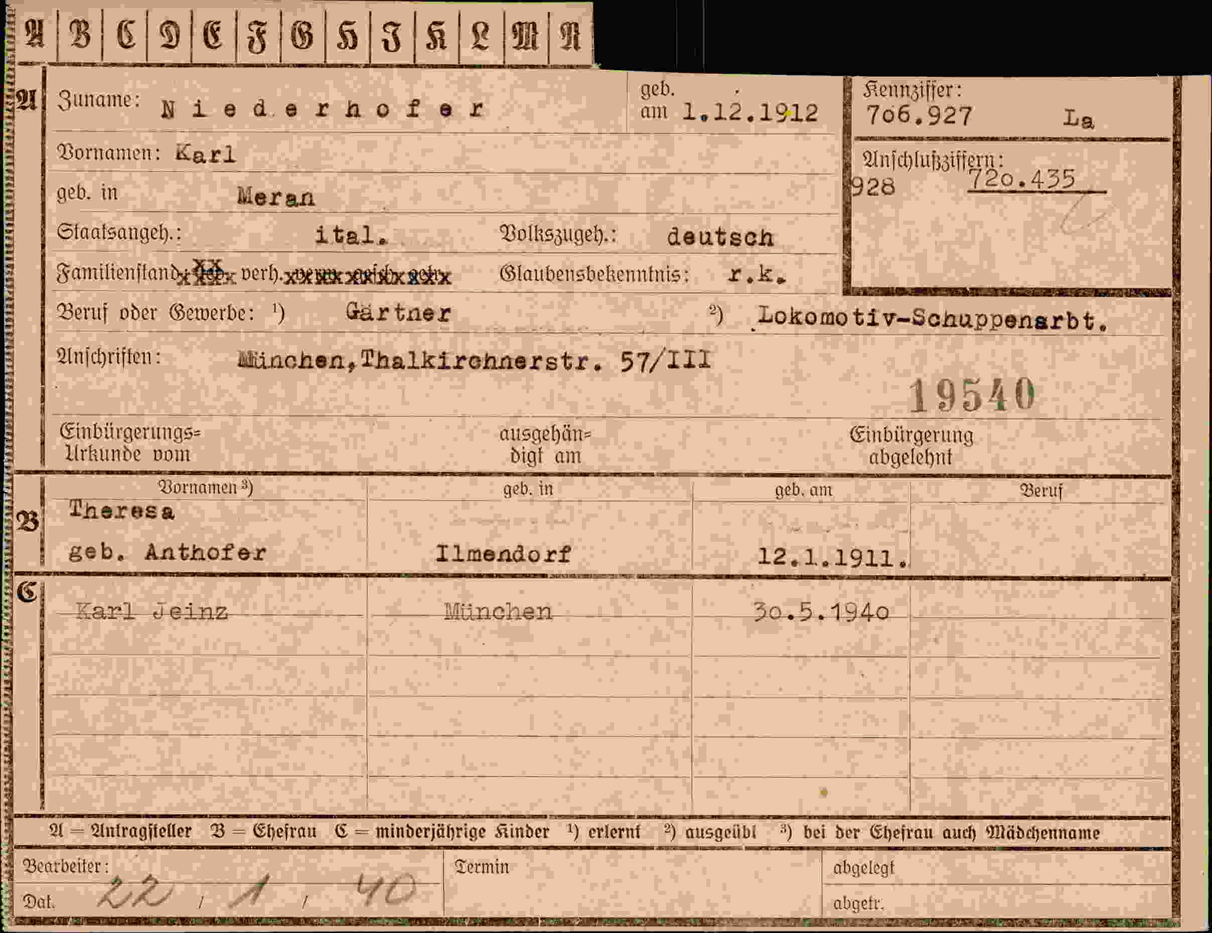 Dokument für Karl Niederhofer