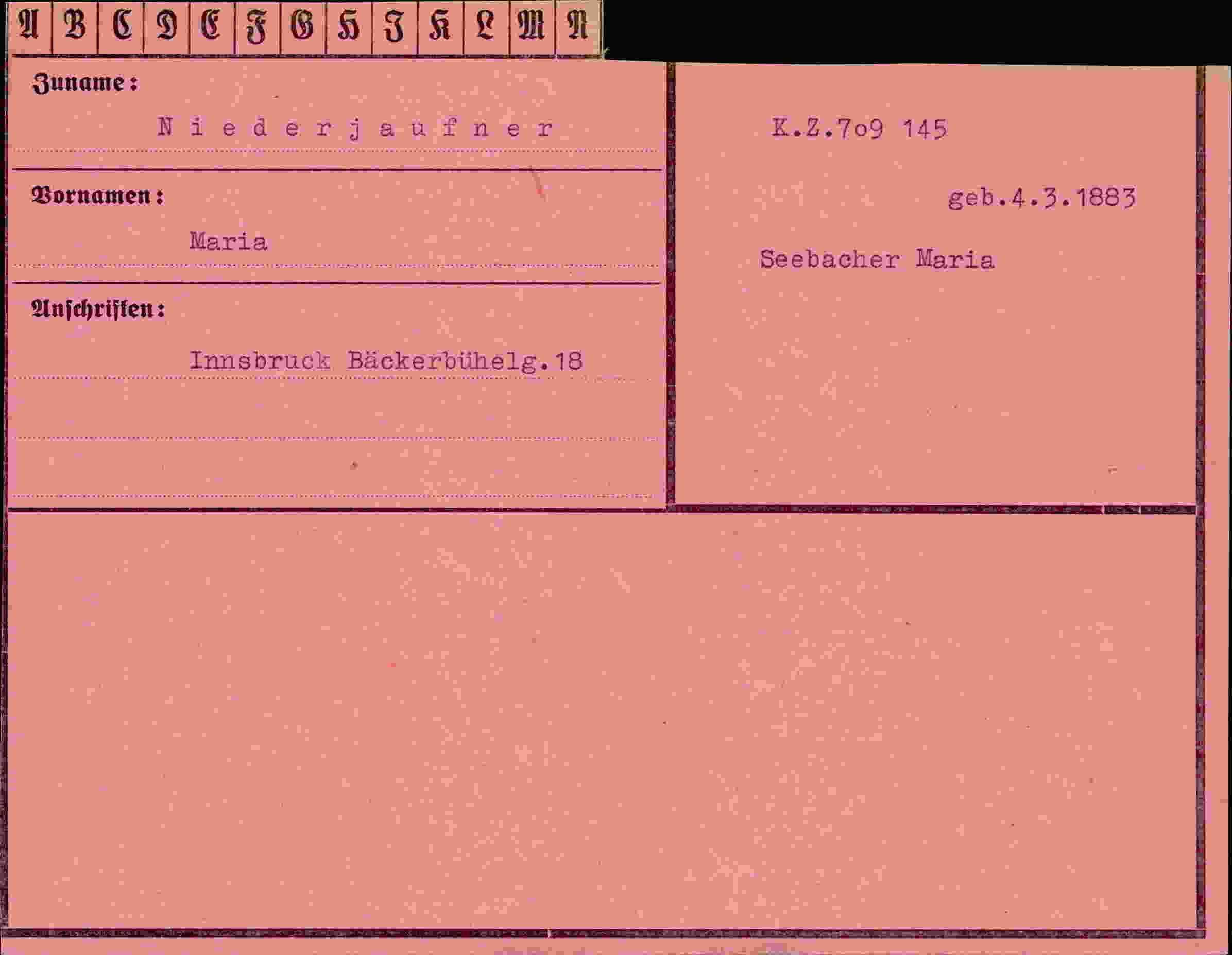 Vorderseite des Dokuments