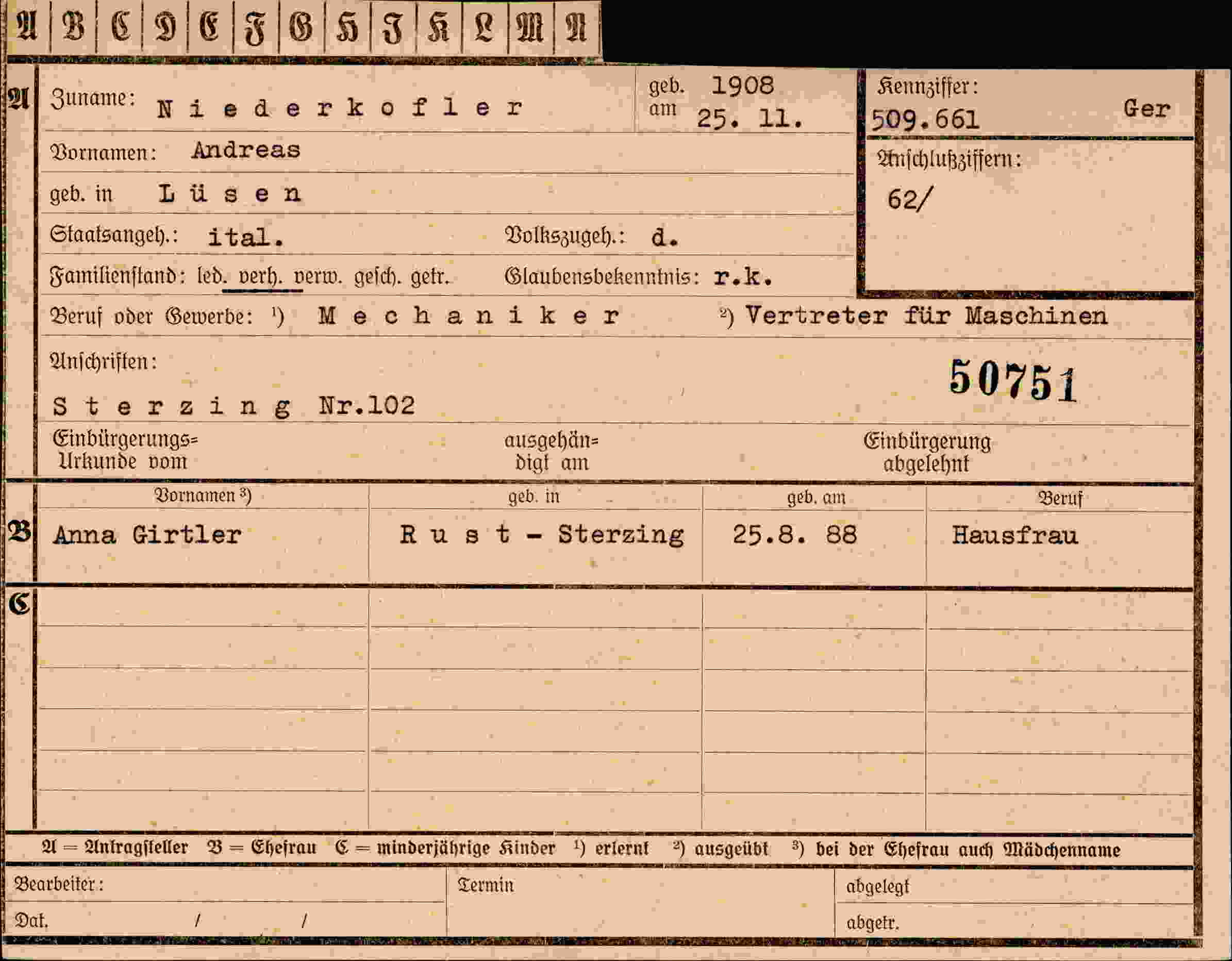 Dokument für Andreas Niederkofler