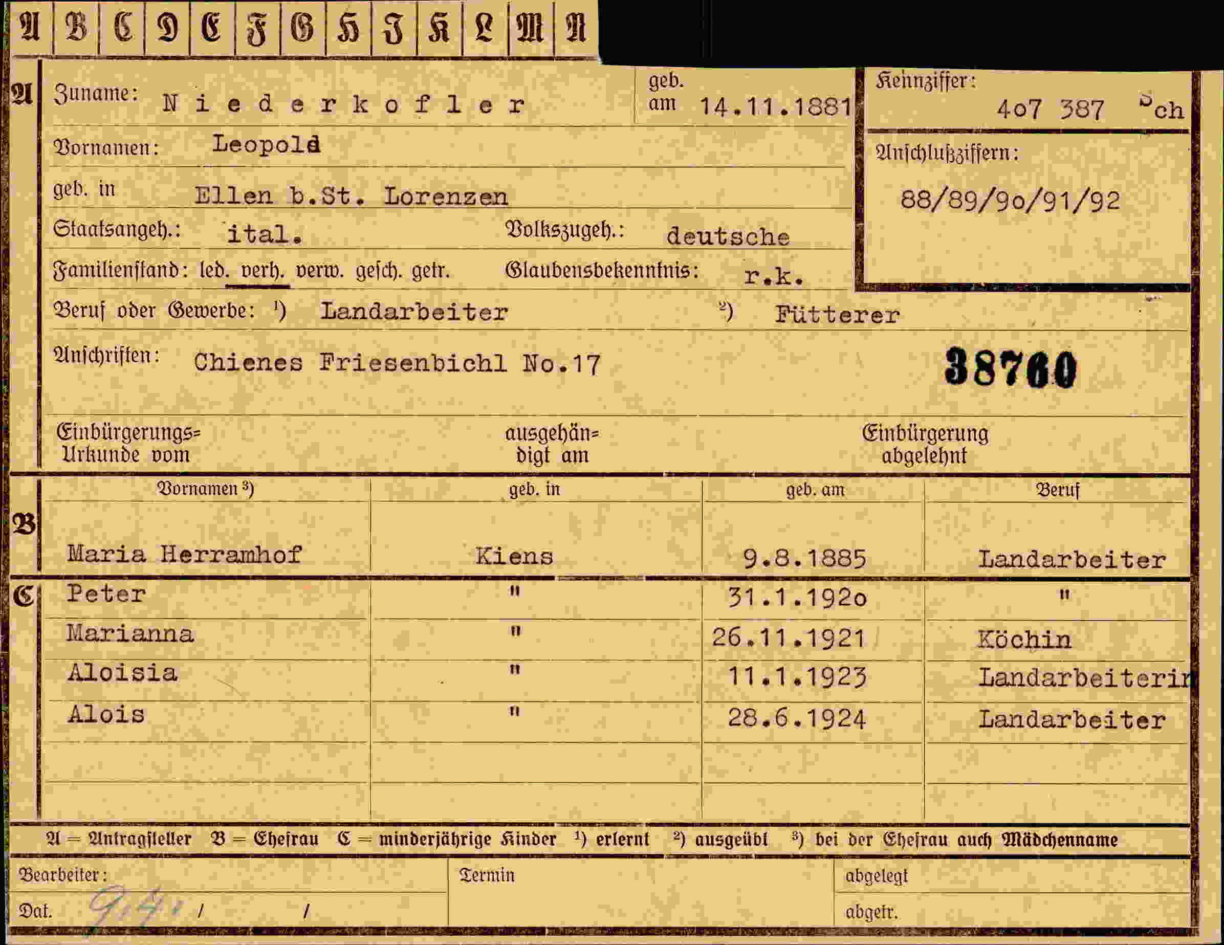 Vorderseite des Dokuments