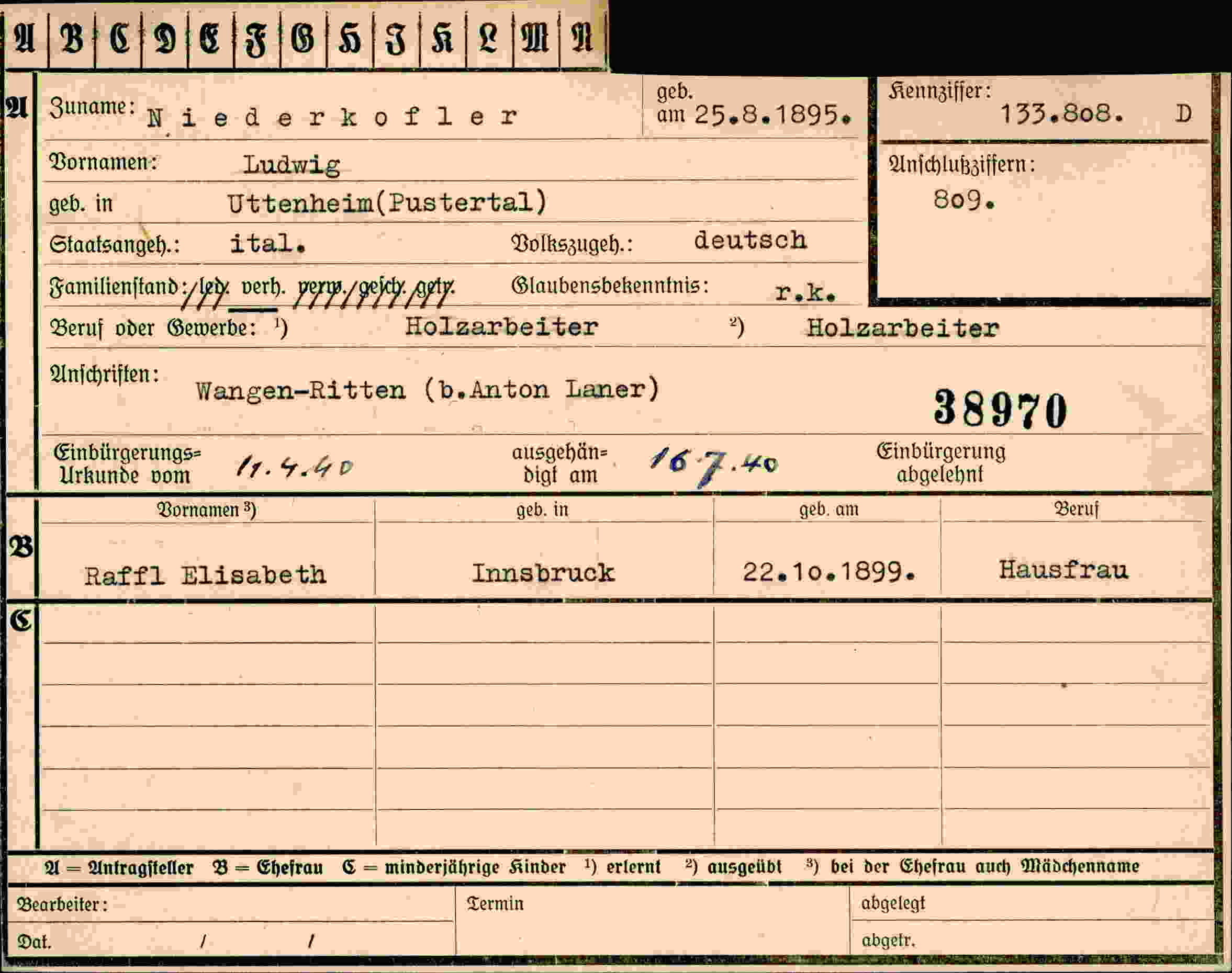 Dokument für Ludwig Niederkofler
