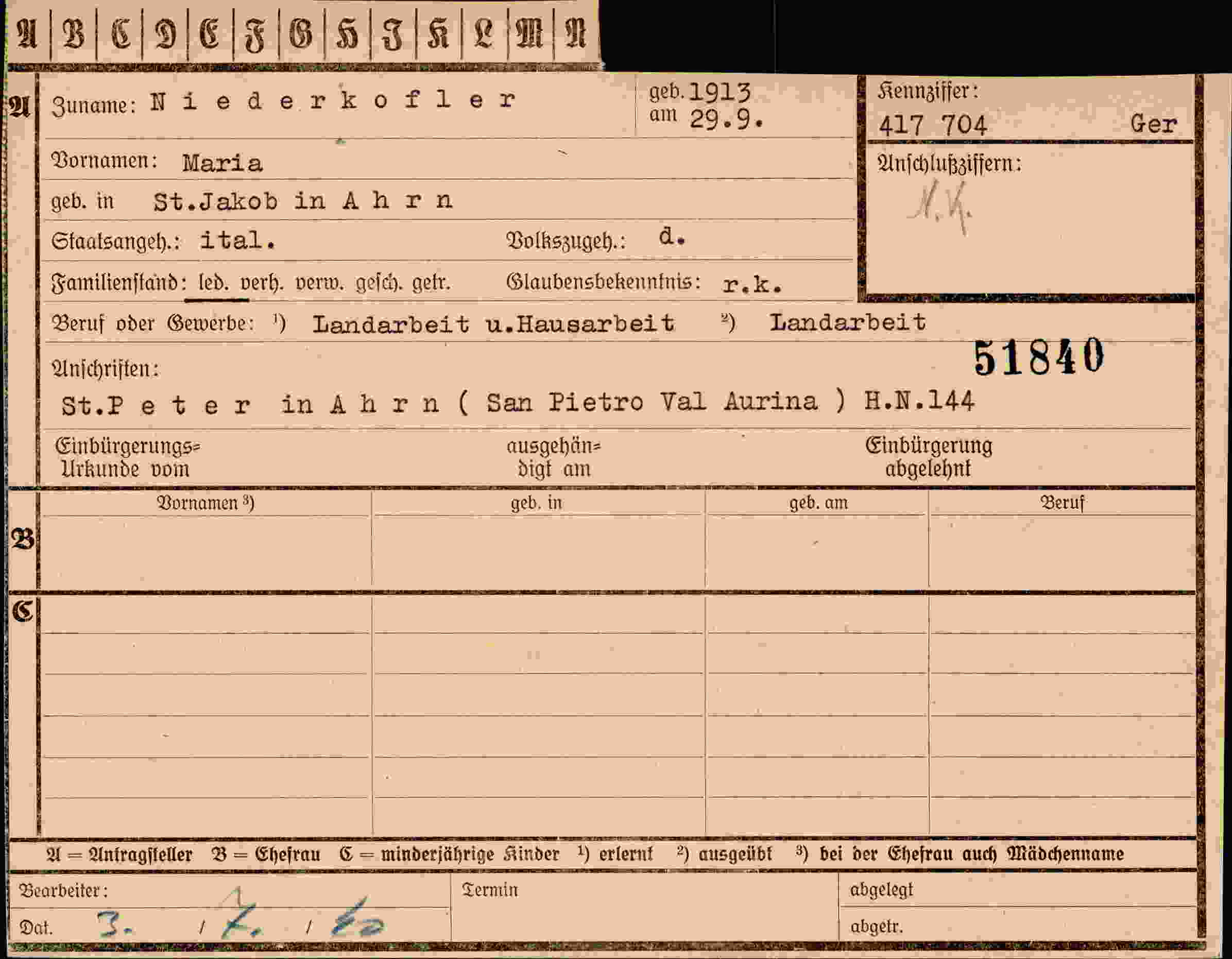 Vorderseite des Dokuments