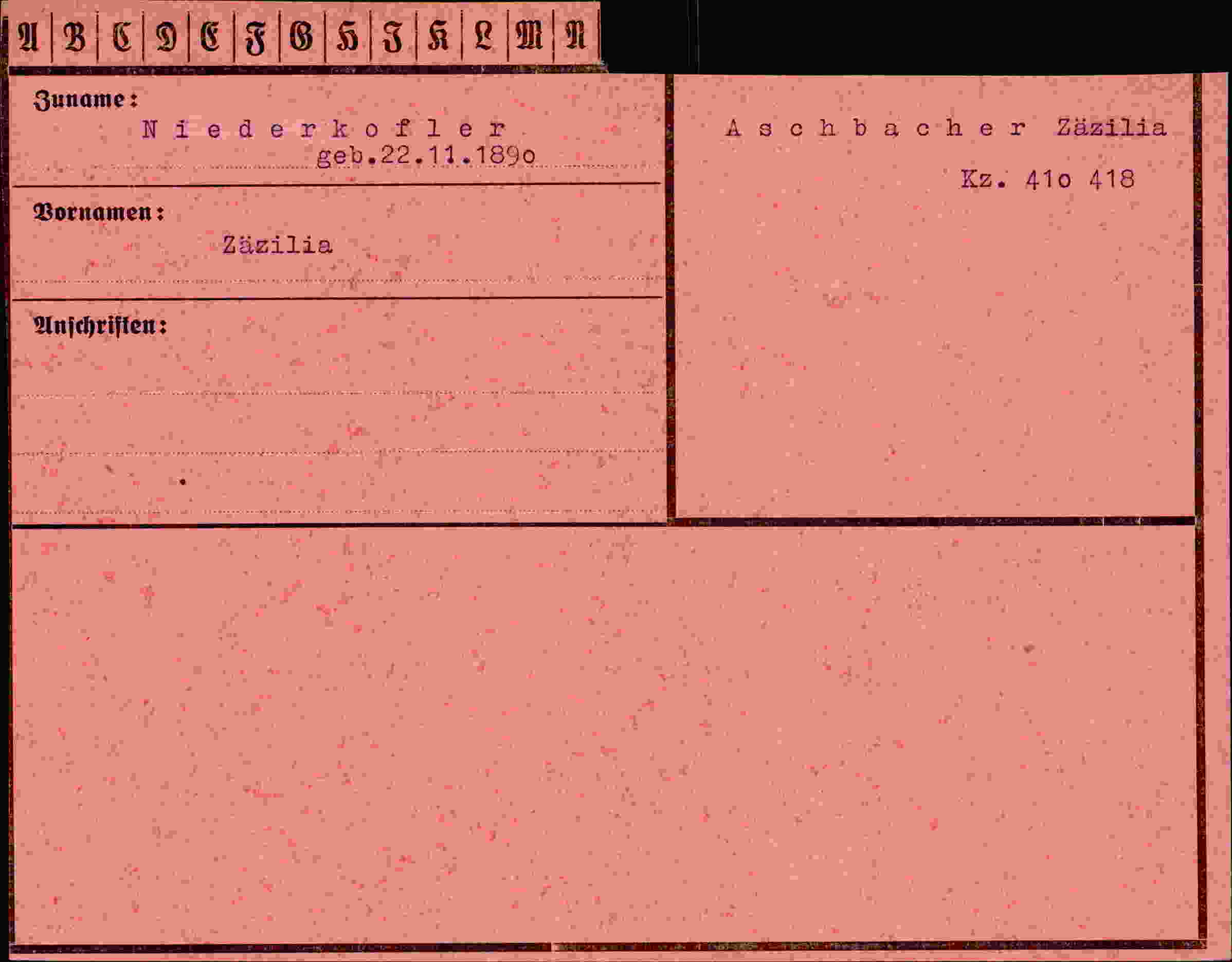Vorderseite des Dokuments