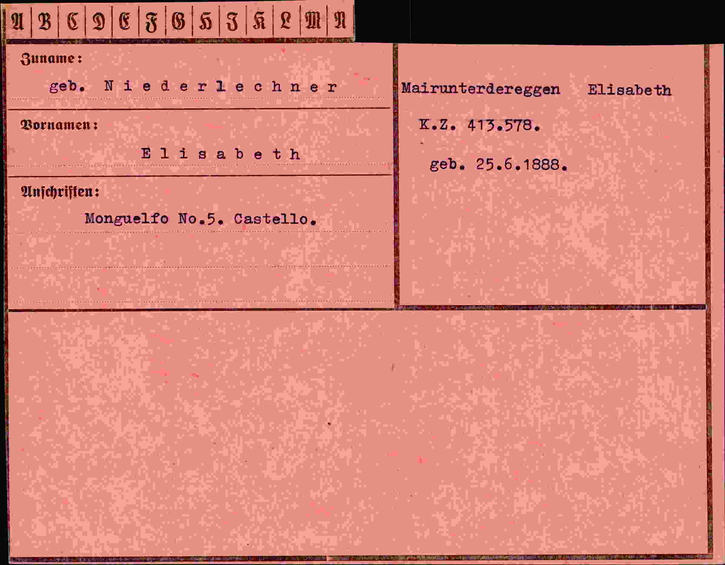 Vorderseite des Dokuments