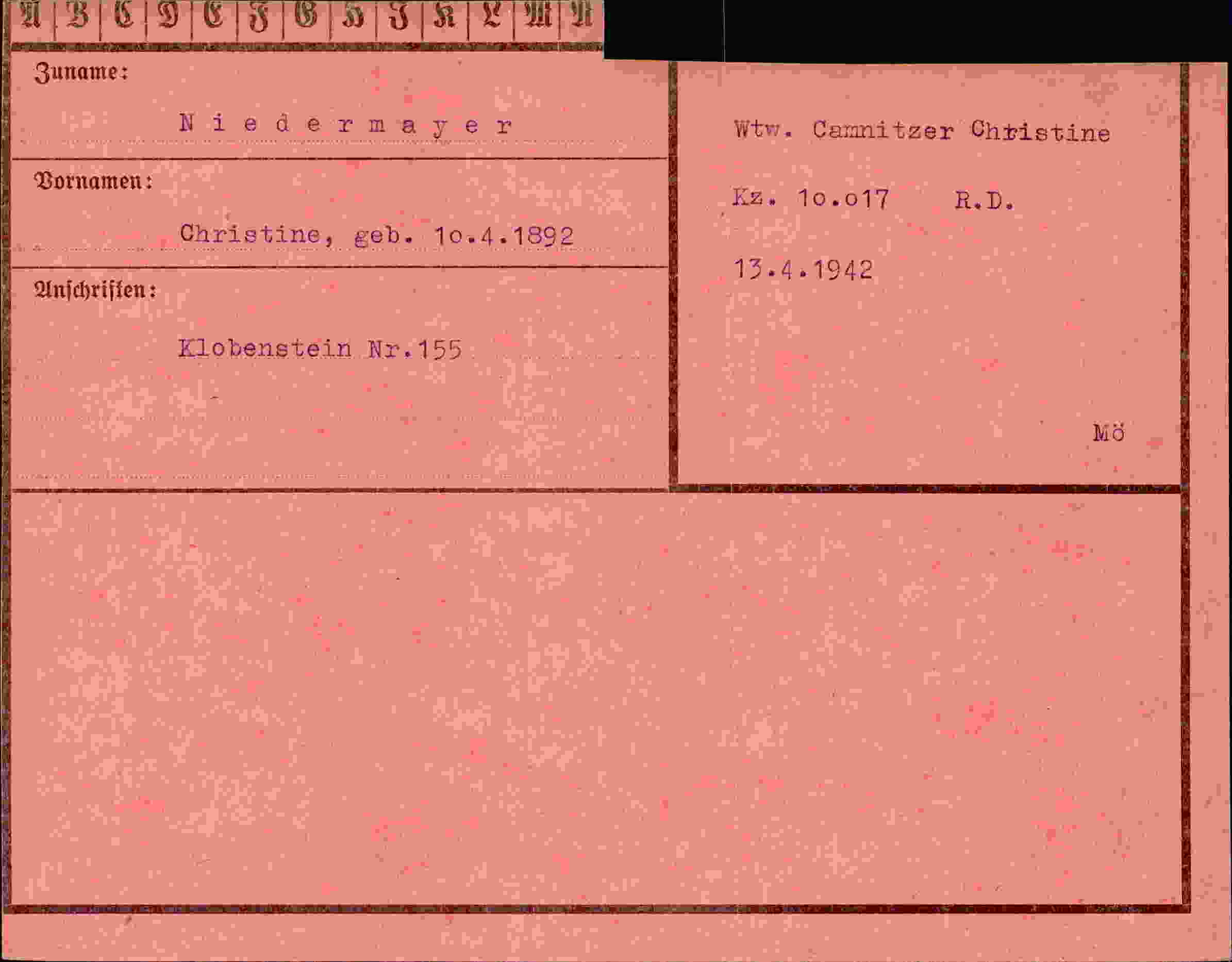 Vorderseite des Dokuments