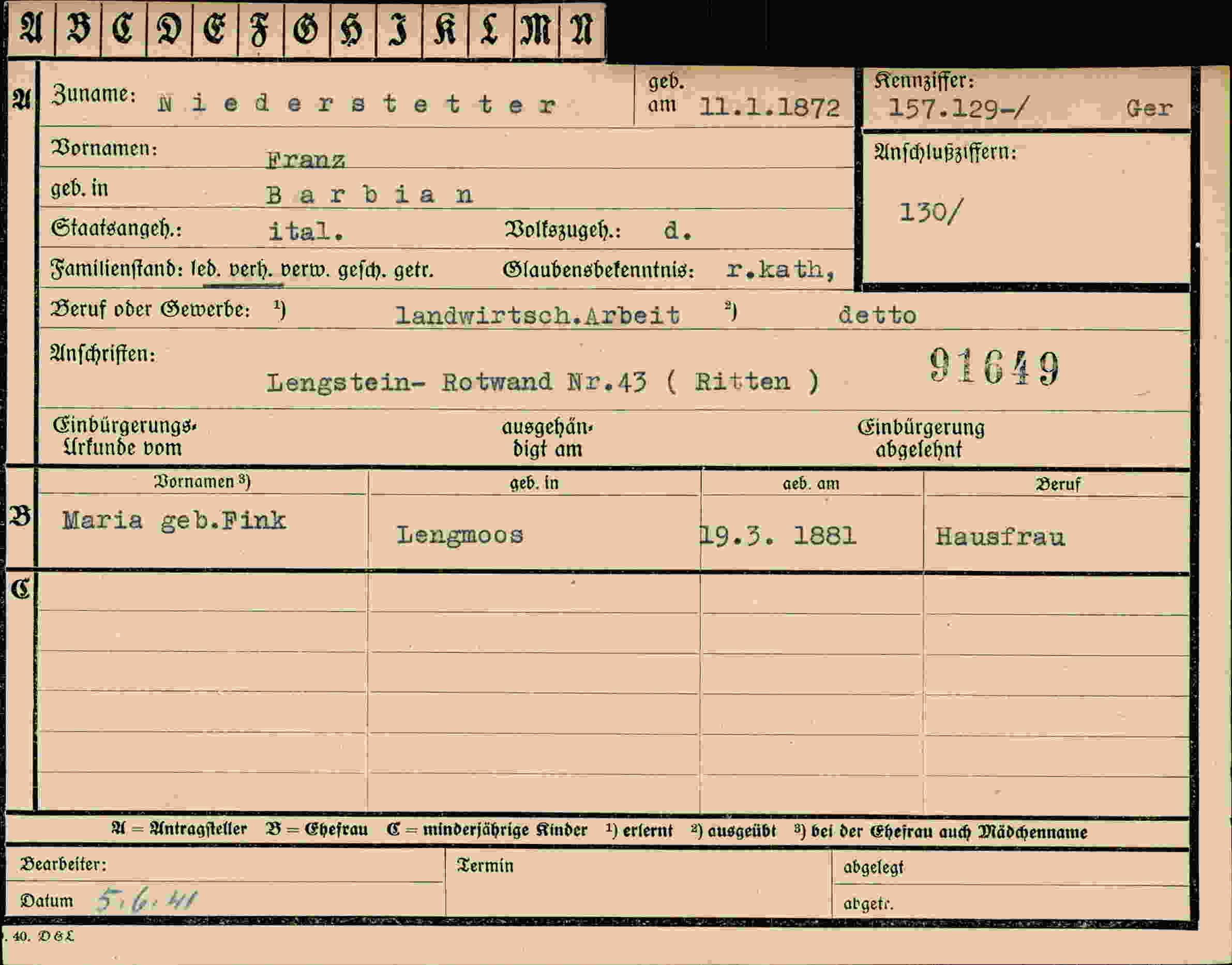 Dokument für Franz Niederstetter