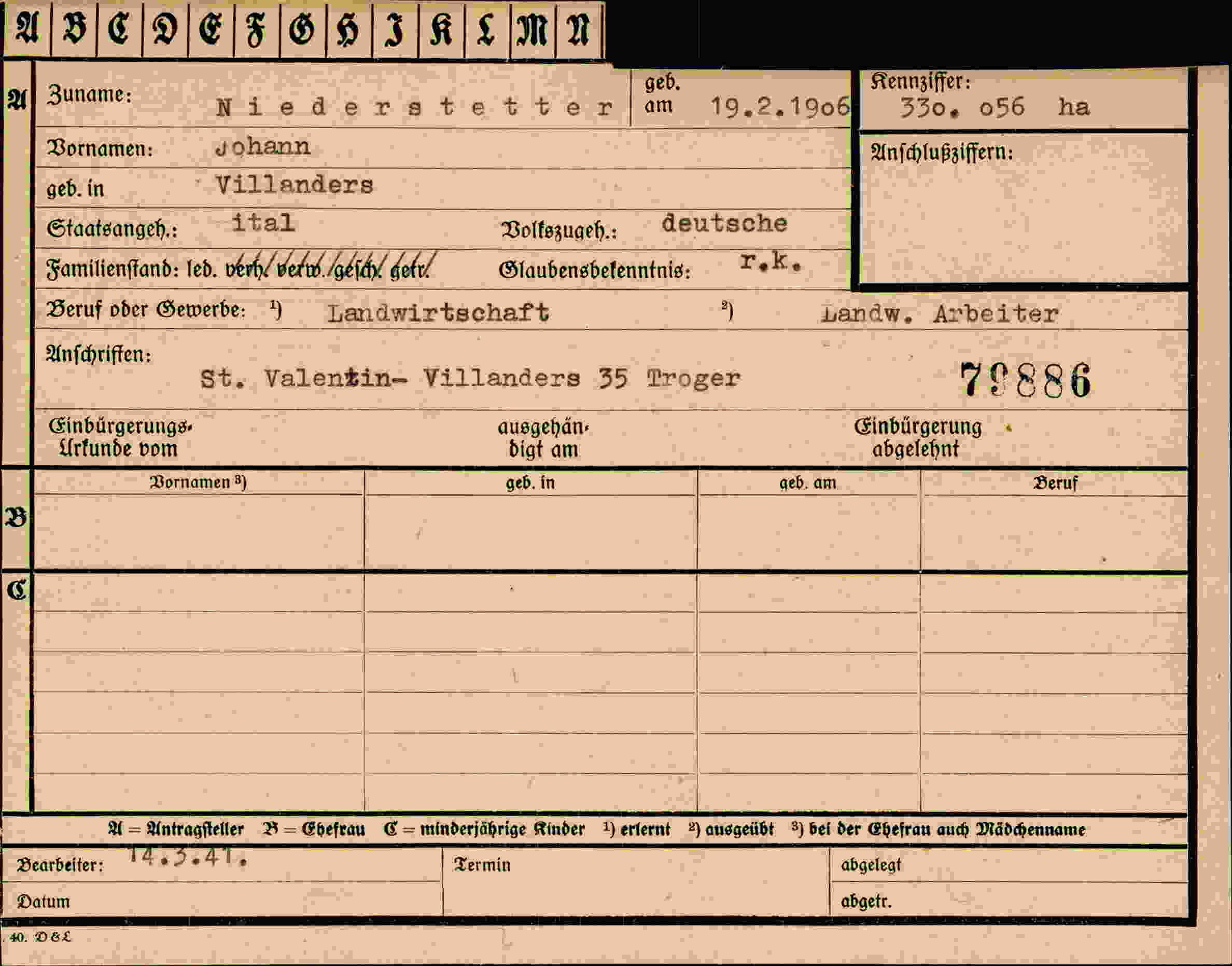 Dokument für Johann Niederstetter