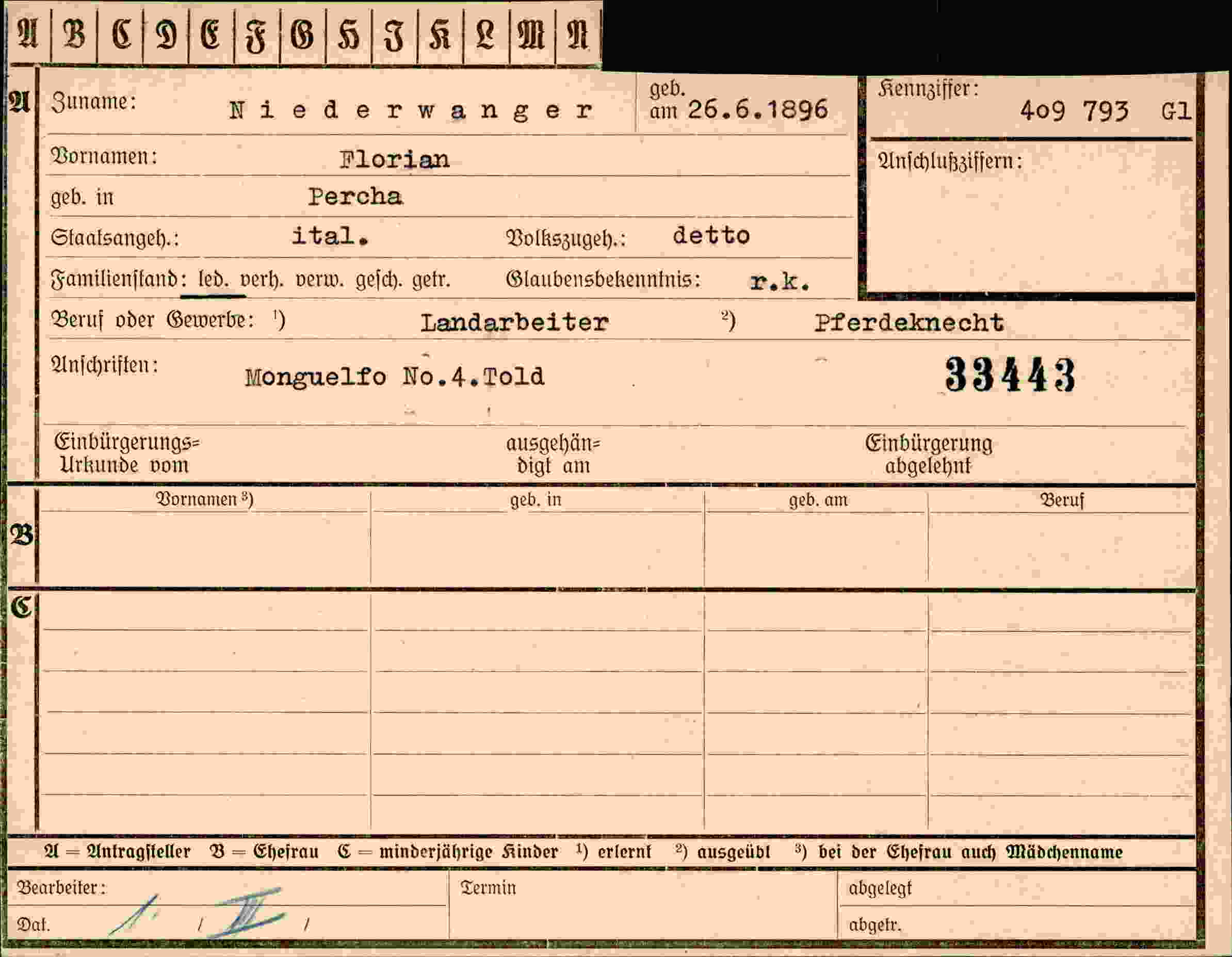 Dokument für Florian Niederwanger