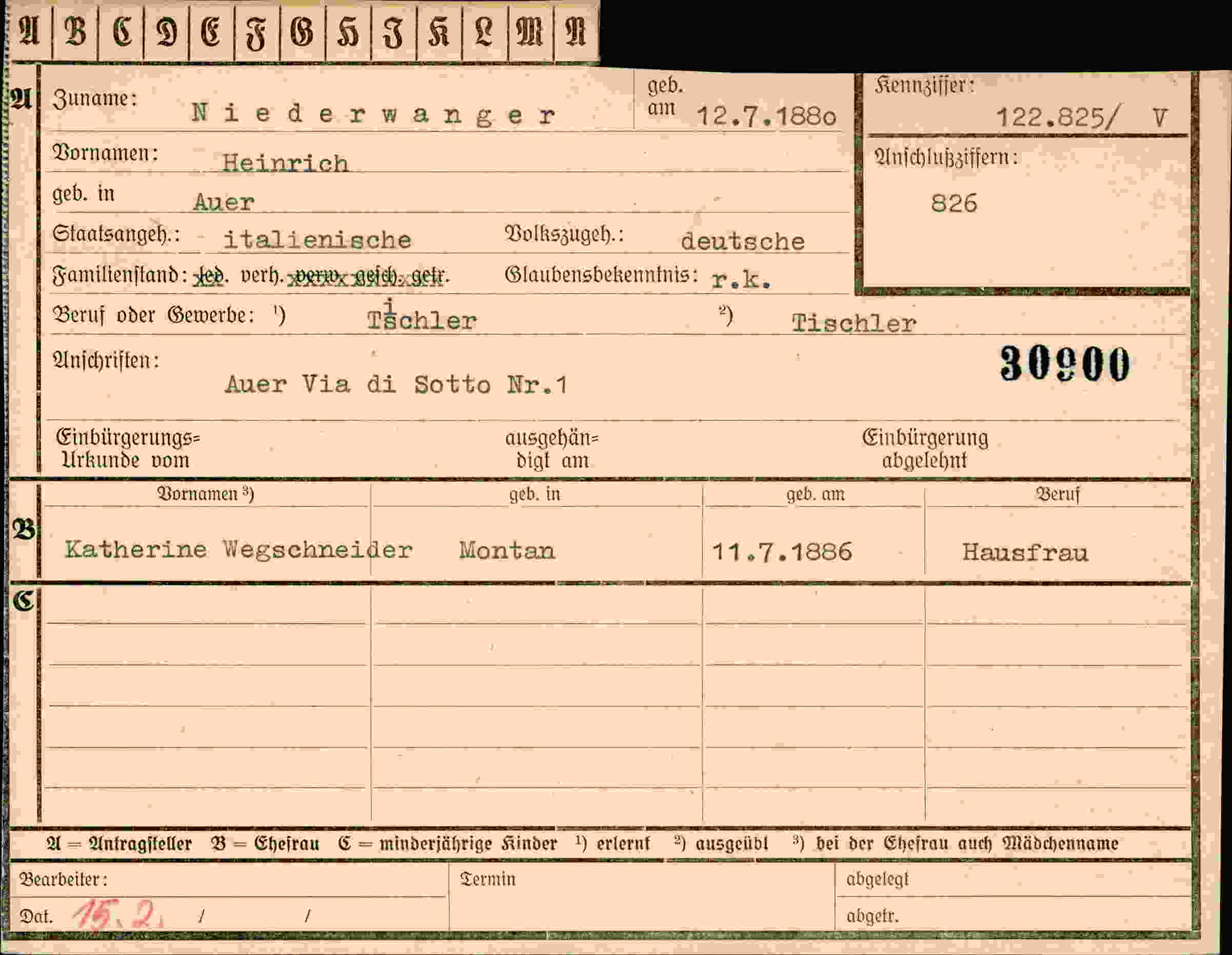 Vorderseite des Dokuments