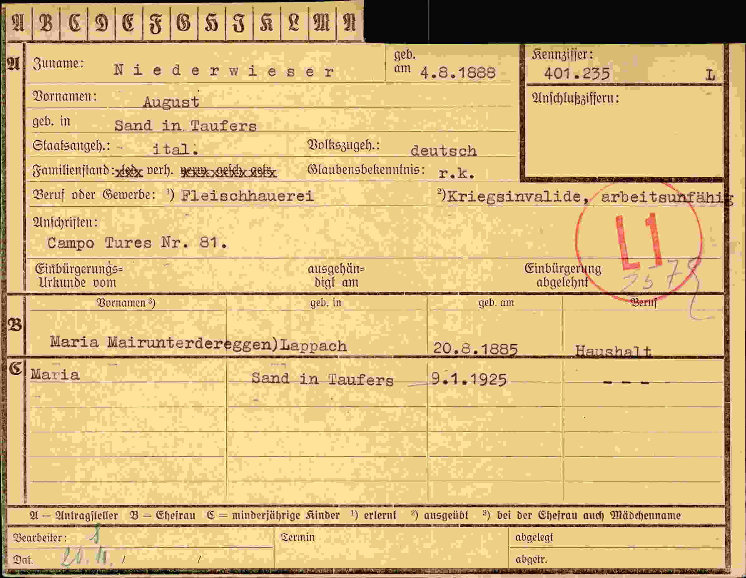 Dokument für  Niederwieser