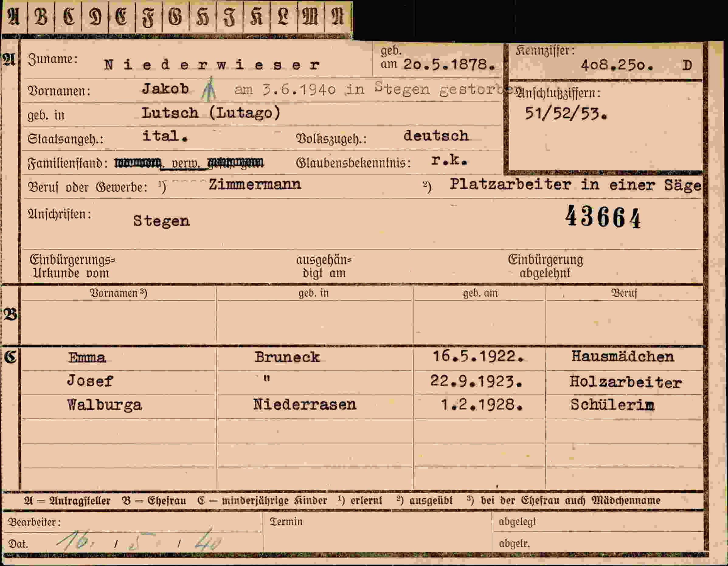 Vorderseite des Dokuments