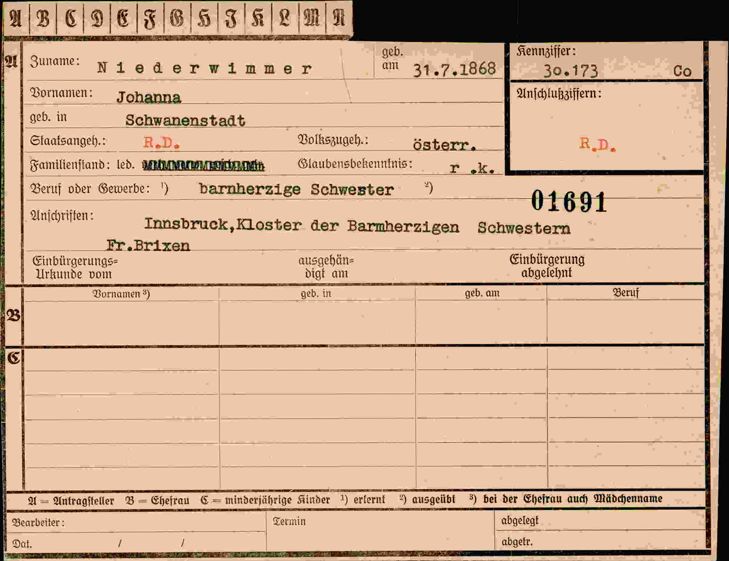 Vorderseite des Dokuments