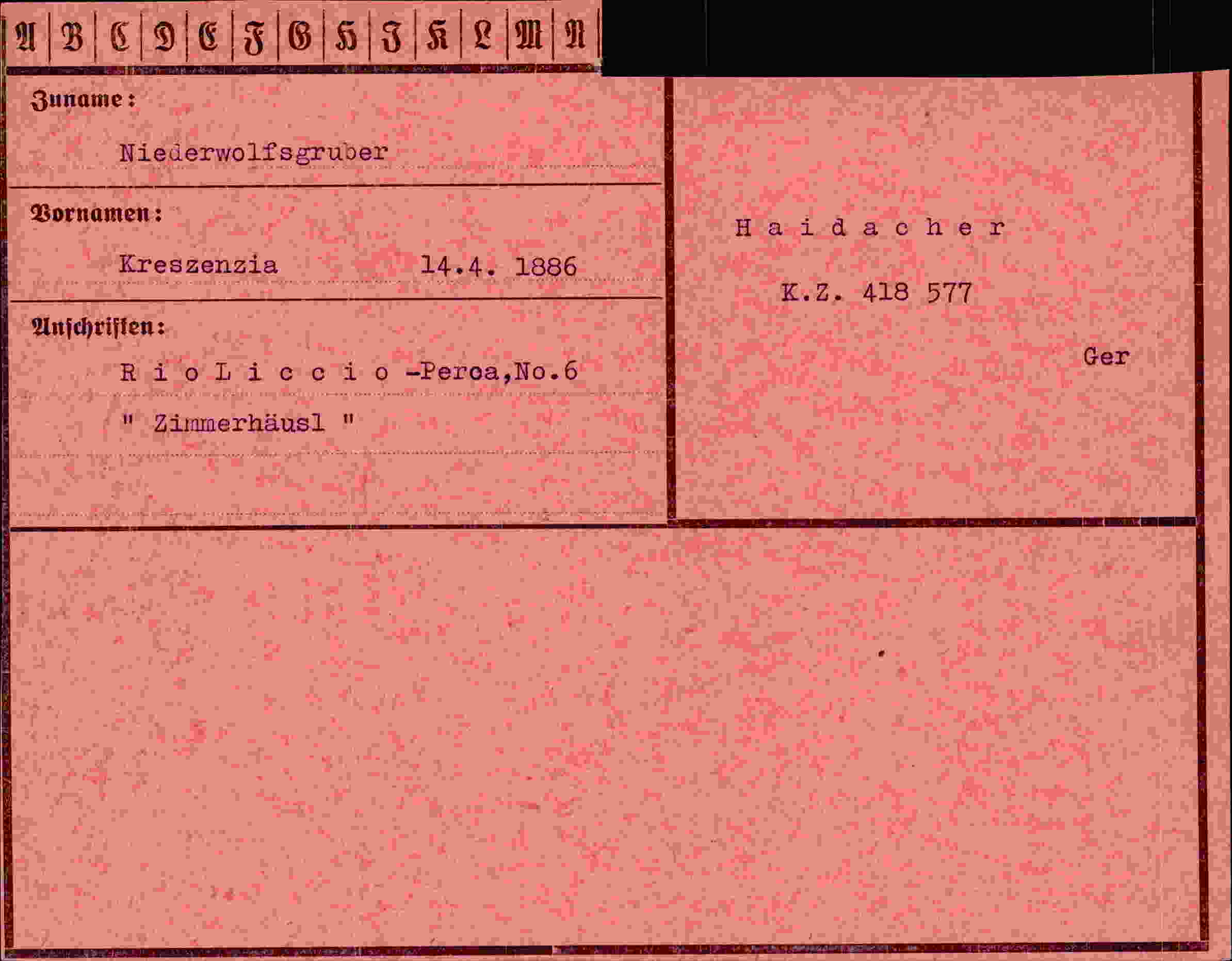 Vorderseite des Dokuments