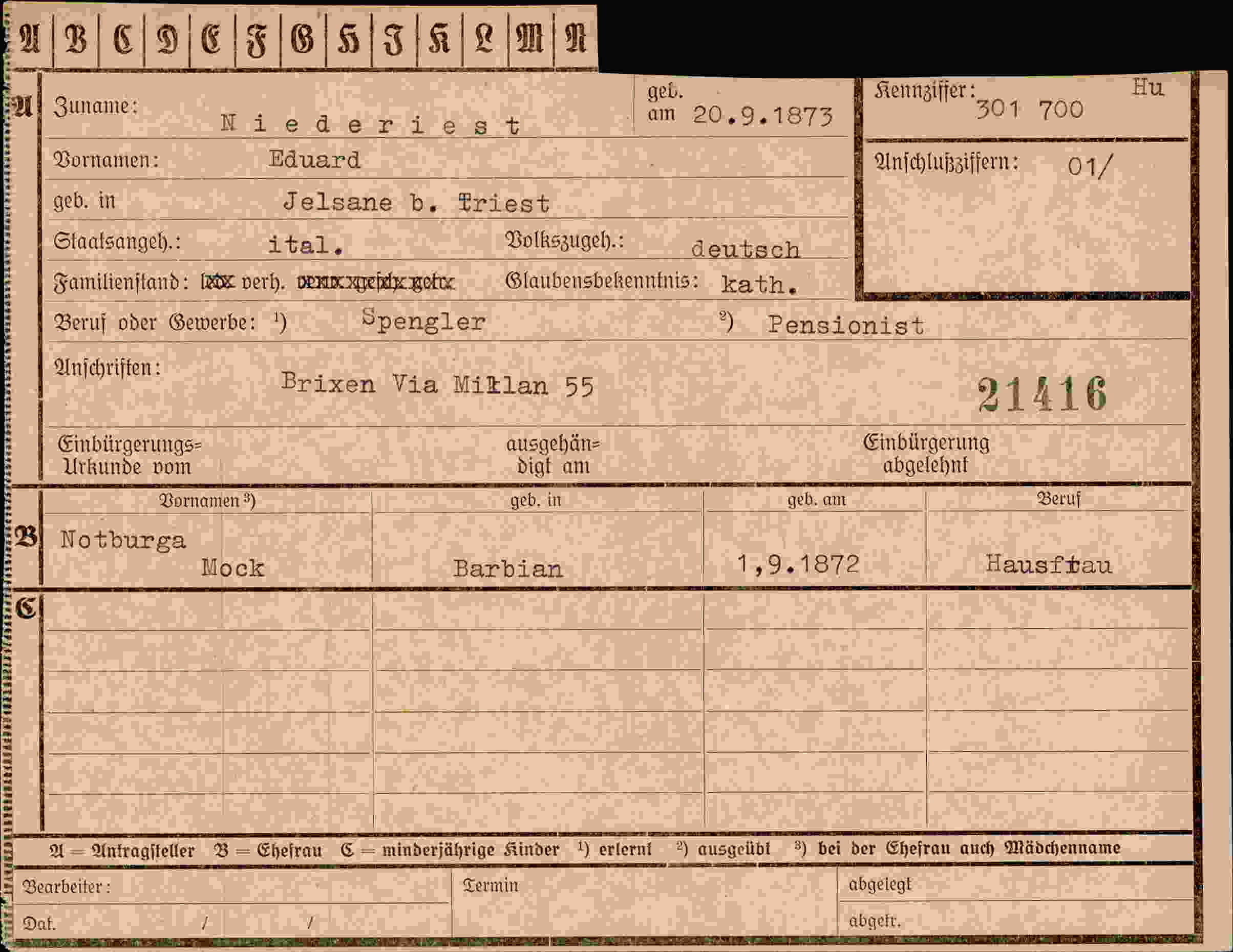 Dokument für Eduard Niederiest