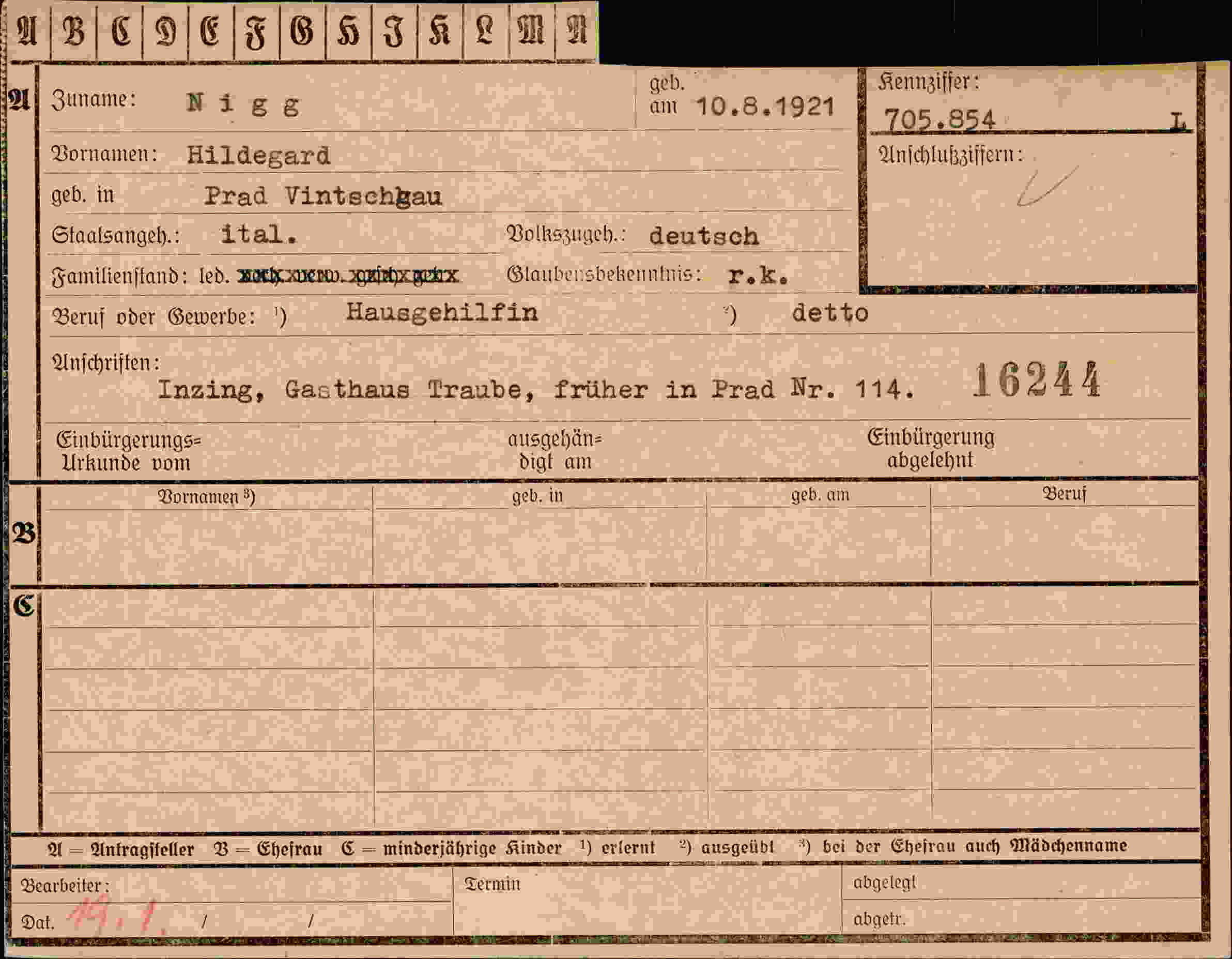 Dokument für Hildegard Nigg