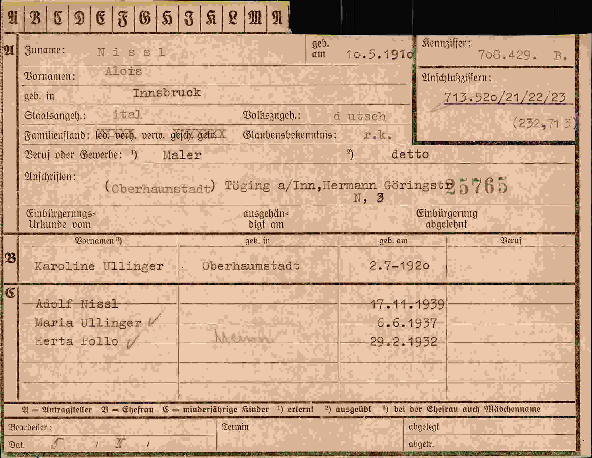 Dokument für Alors Nissl