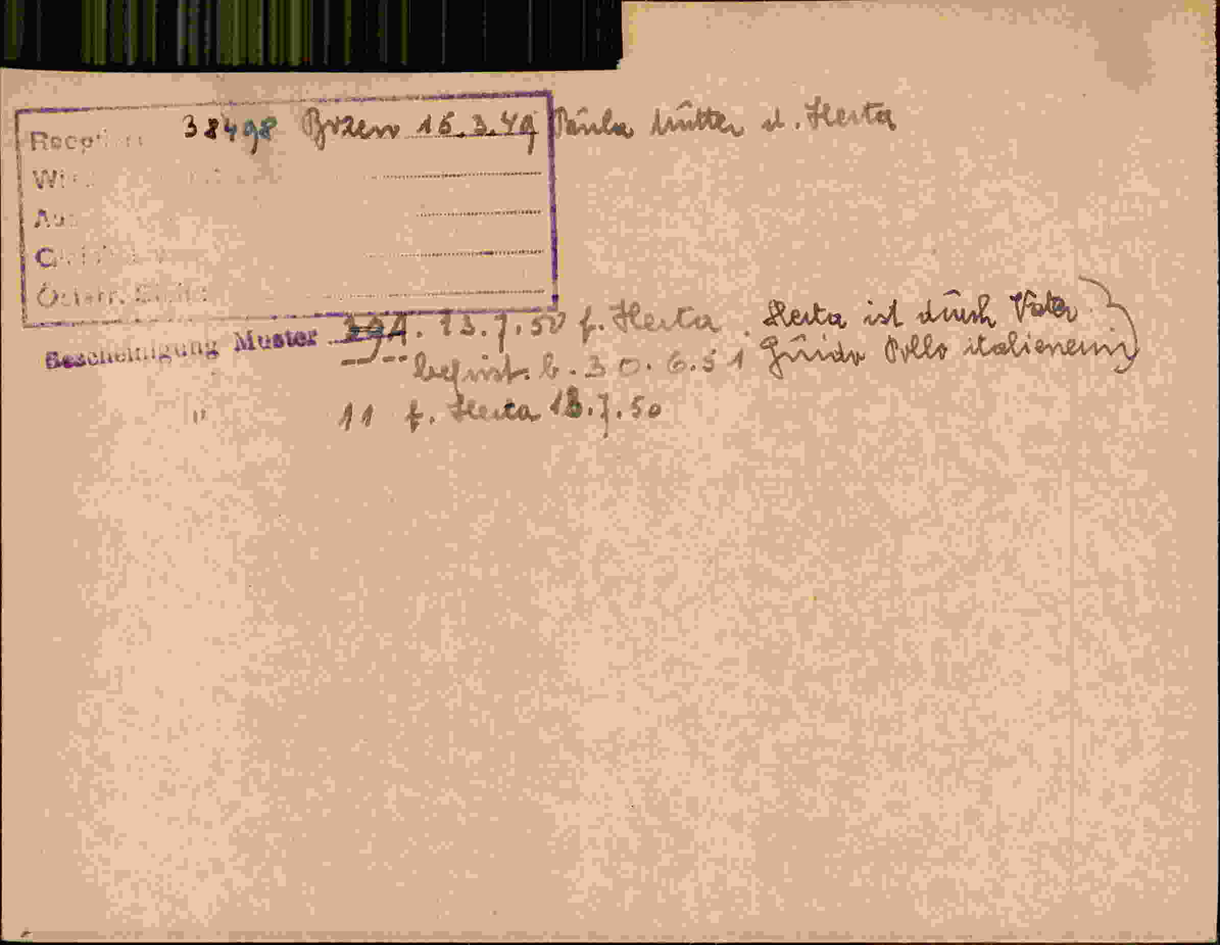 Rückseite des Dokuments
