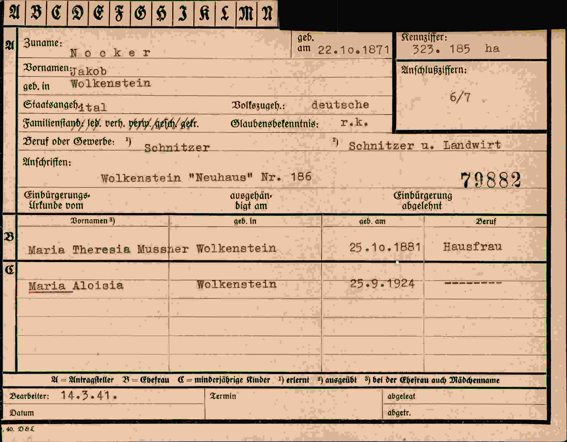 Vorderseite des Dokuments
